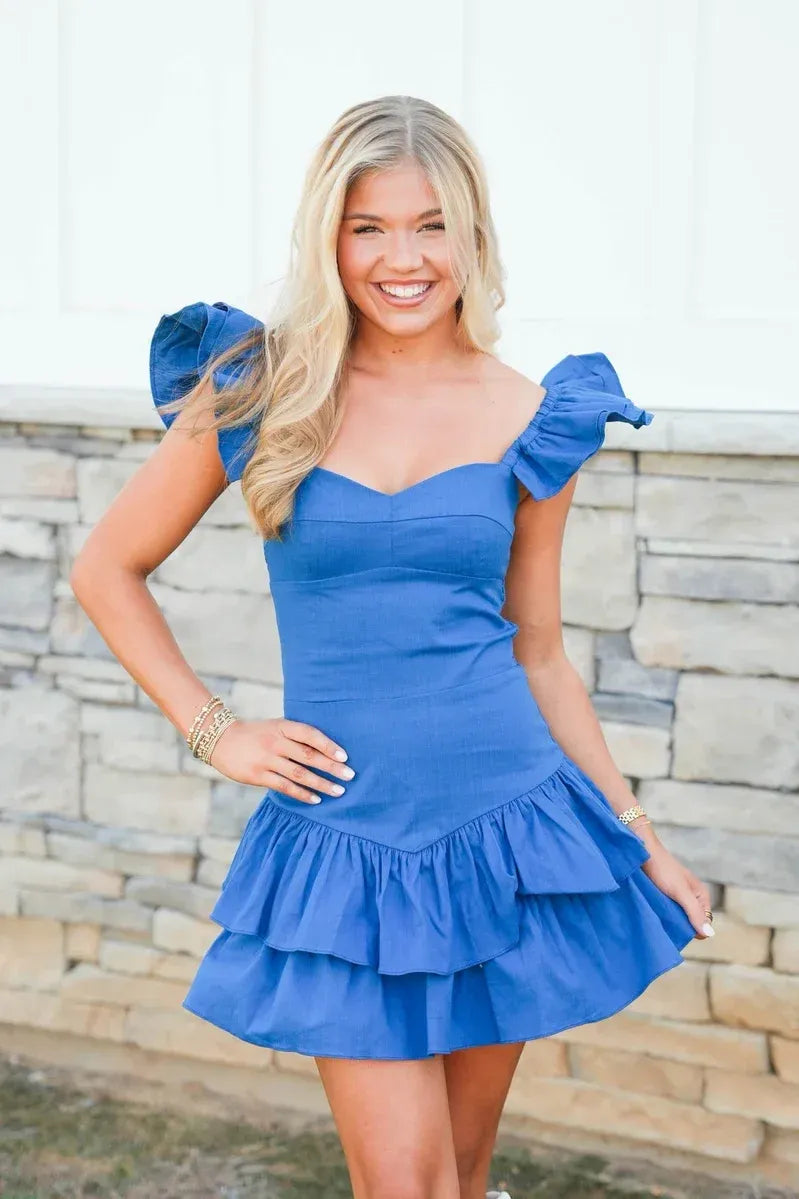 Chic A-Line Sweetheart Ruffle Strap Zipper Back Mini Homecoming Dress