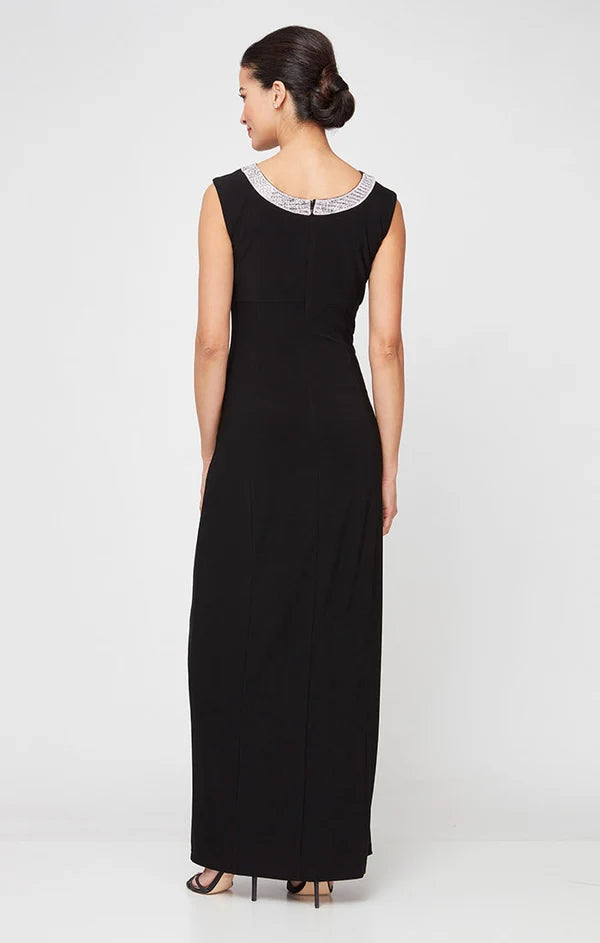 Elegant Sheath Boat-Neck Sleeveless Back-Zip Floor-Length Mother of the Bride Dress