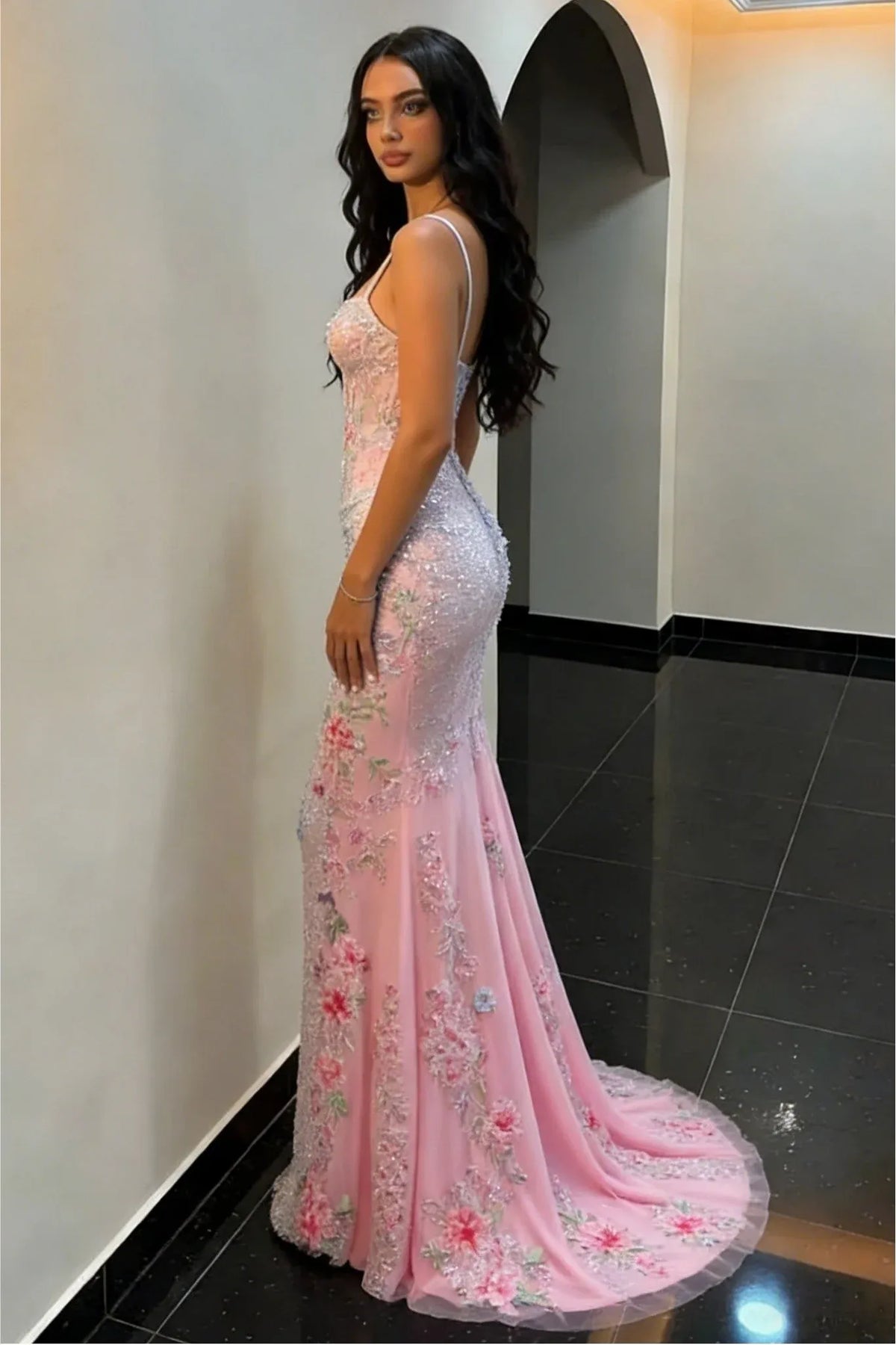 Radiant Lace Mermaid Sweetheart Sleeveless V Back Floor Length Prom Dress