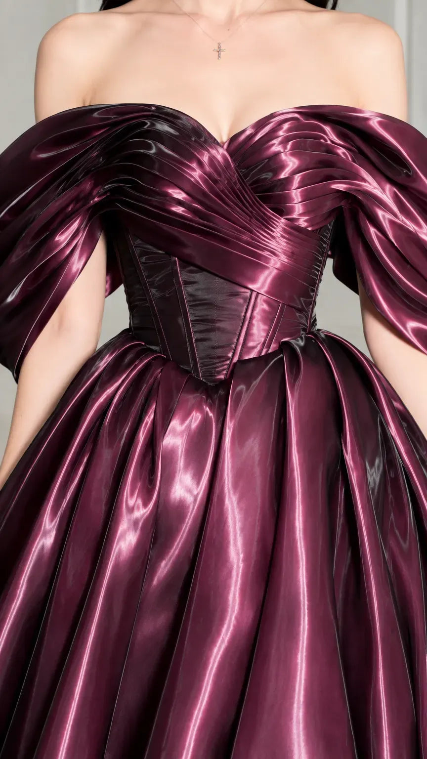 Dramatic A-Line Sweetheart Off-Shoulder Lace-Up Tea-Length Homecoming Dress