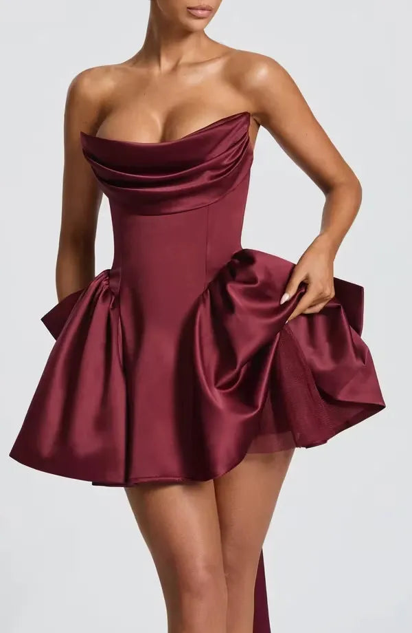 Chic A-Line Draped Strapless Lace-Up Mini Homecoming Dress