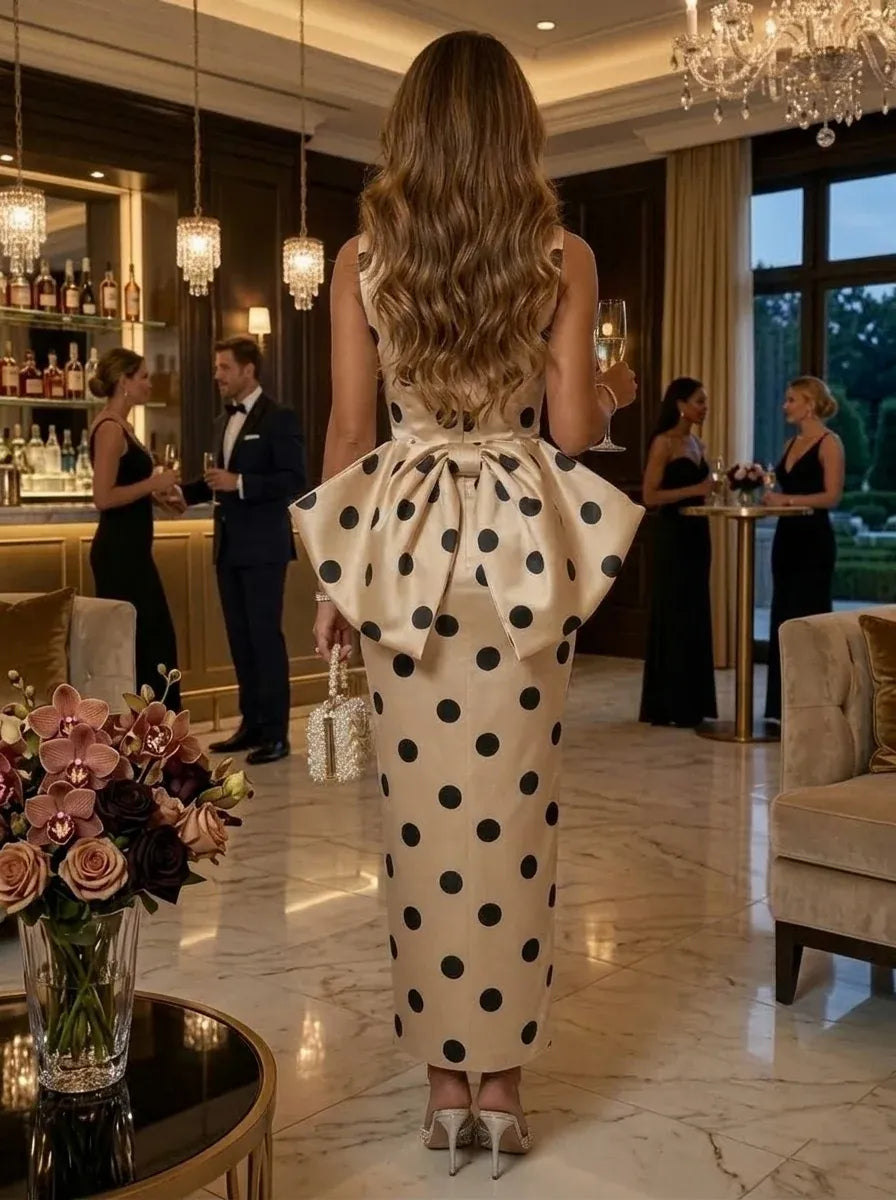 Elegant Column Bateau Sleeveless Bow-Back Ankle-Length Wedding Guest Dress