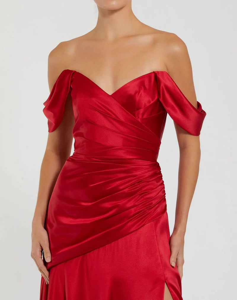 Elegant Mermaid Sweetheart Off-Shoulder Low-Back Floor-Length Wedding Guest Dress