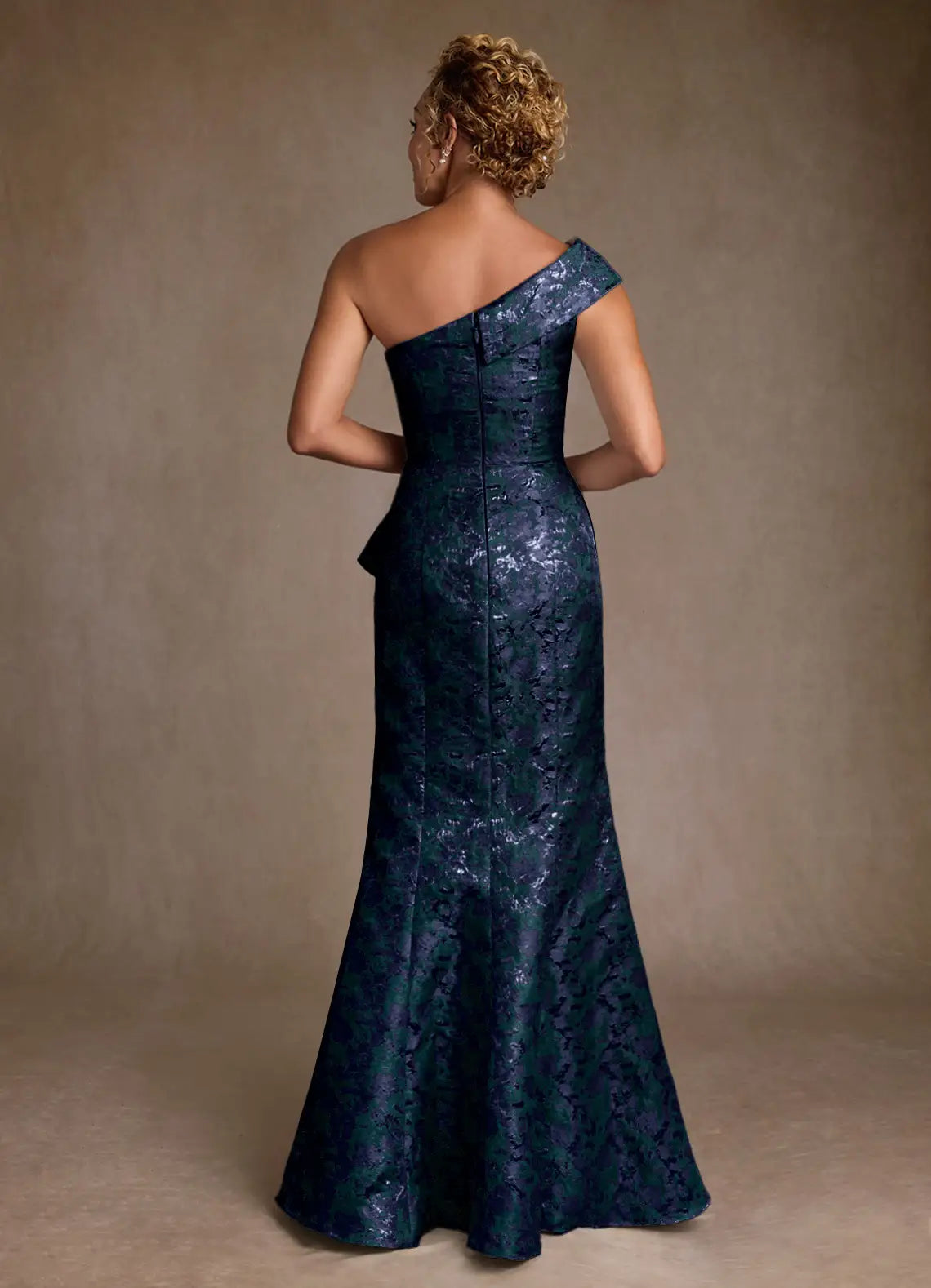 Elegant Mermaid One Shoulder Sleeveless Zipper Back Floor Length Mother of the Bride Dress