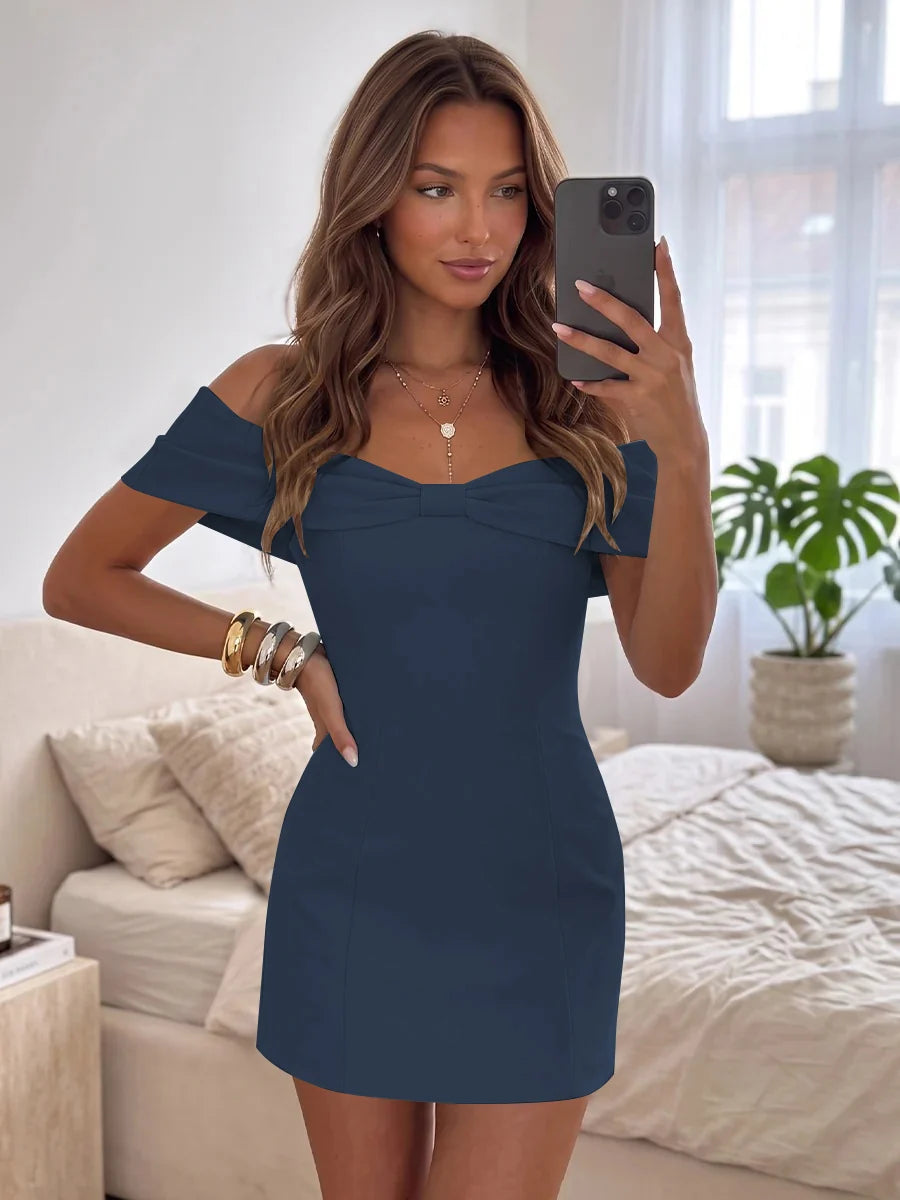 Elegant Sheath Sweetheart Off Shoulder Zipper Back Mini Homecoming Dress