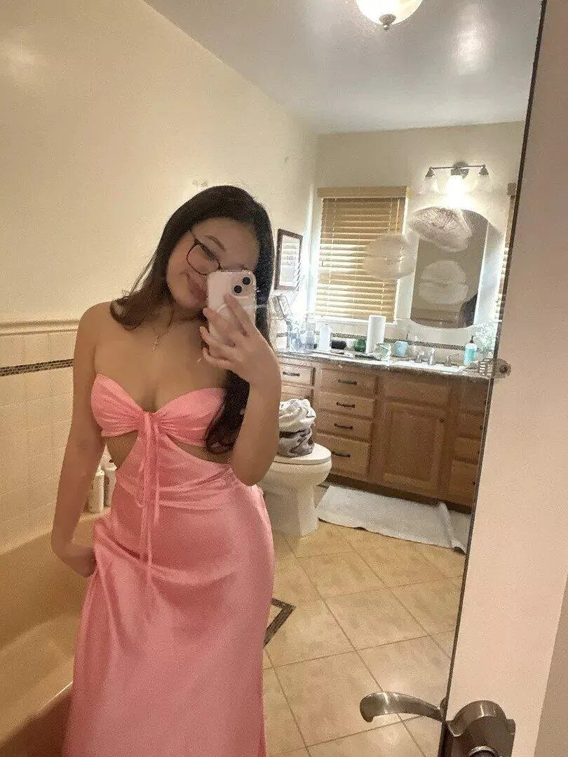 Romantic Satin A-Line Sweetheart Strapless Bow-Back Ankle-Length Homecoming Dress