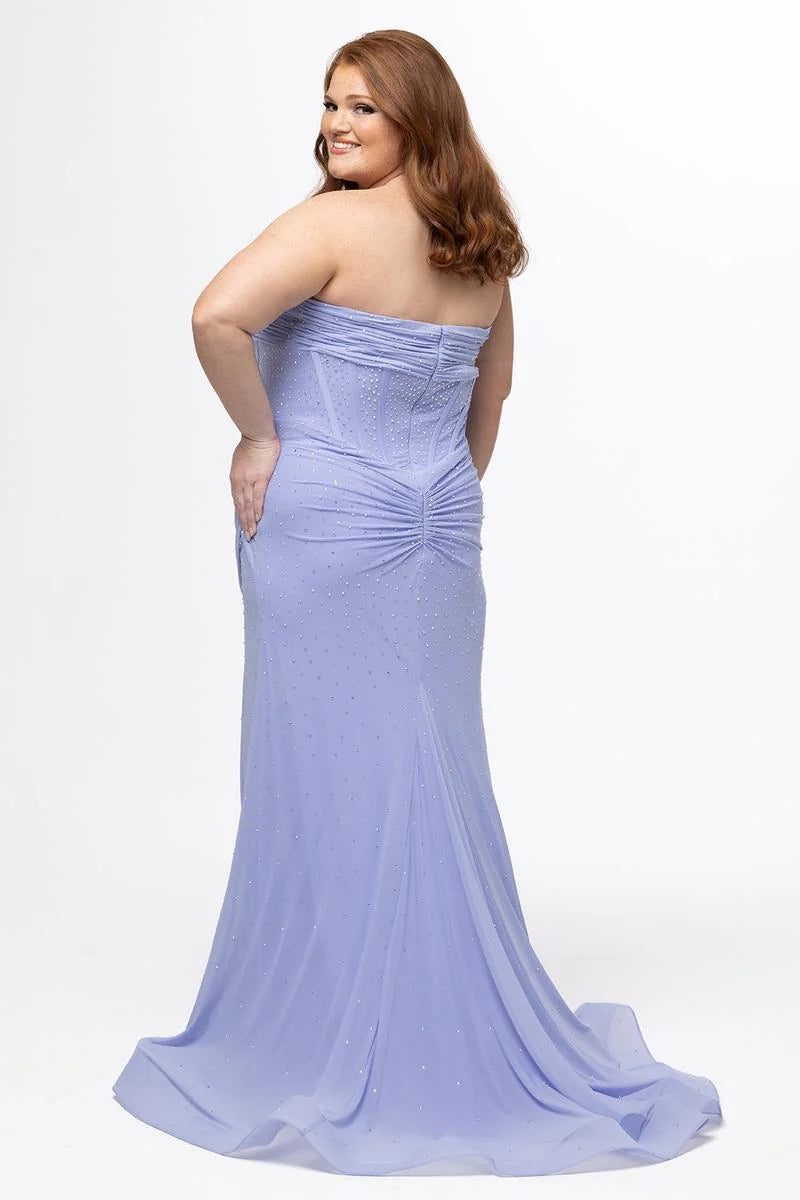 Glamorous Plus Size Mermaid Sweetheart Strapless Jersey Floor Length Prom Dress