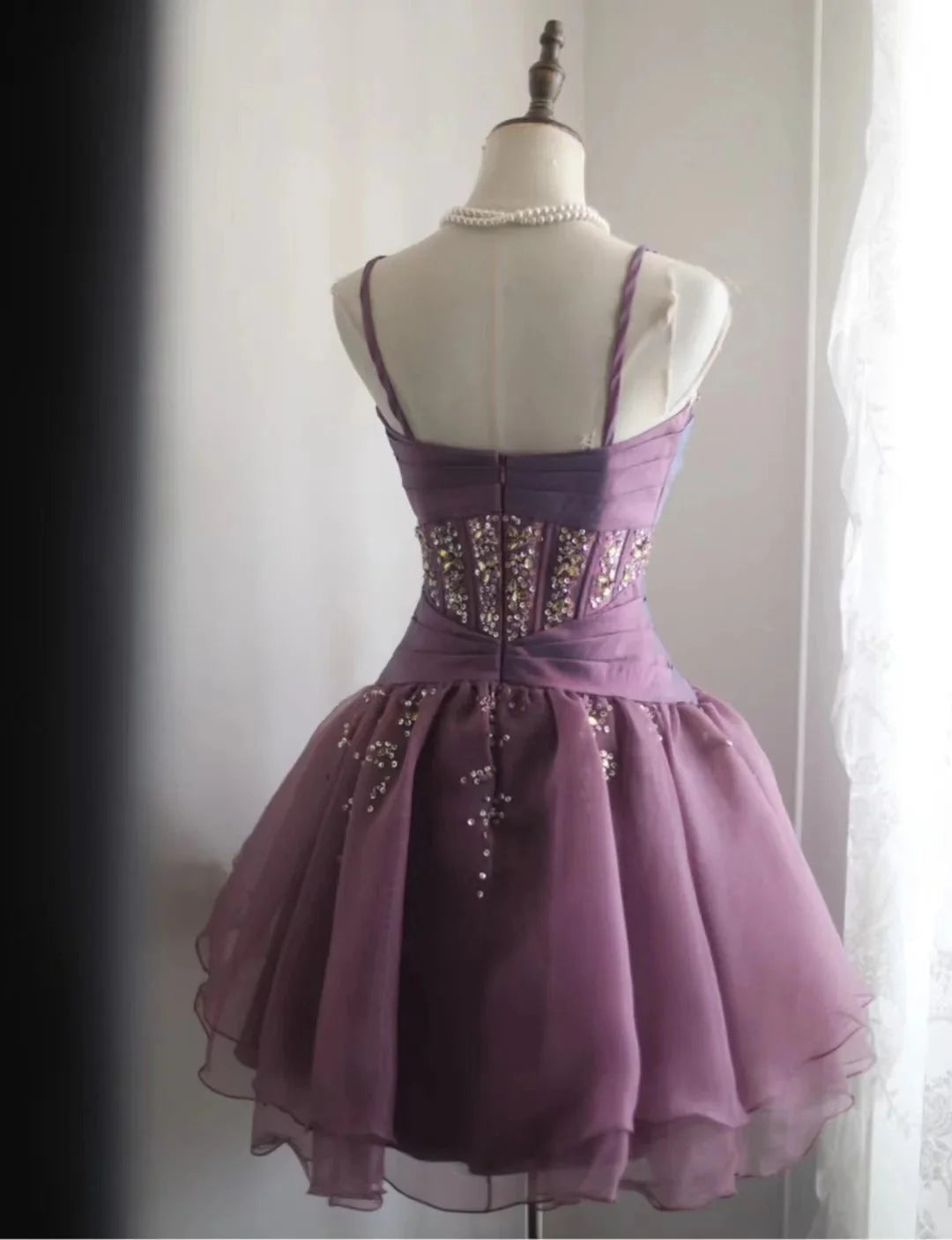 Vintage A-Line Sweetheart Spaghetti Strap Zipper Back Short Homecoming Dress