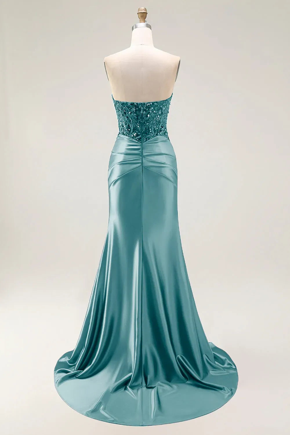Glamorous Mermaid Sweetheart Strapless Zipper Back Slit Train Red Prom Dress