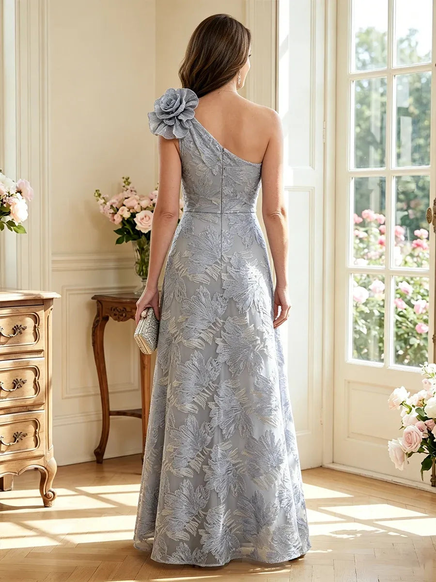 Elegant A-Line One Shoulder Sleeveless Zipper Back Floor Length Mother of the Bride Dress