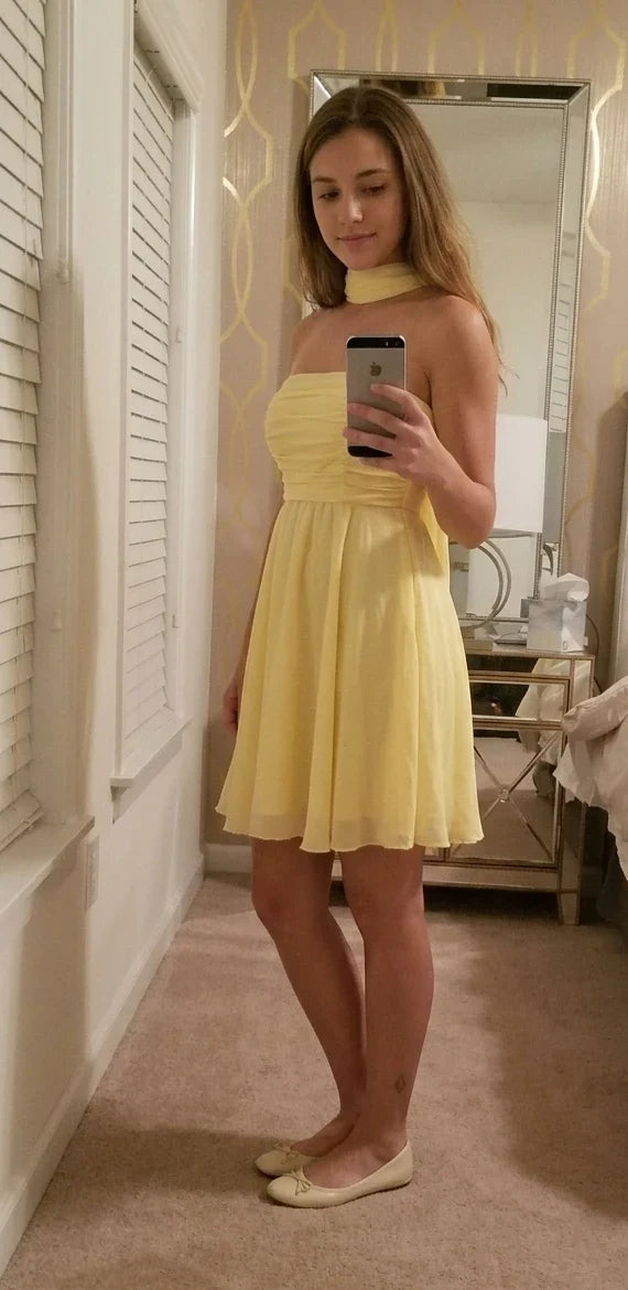 Chic A-Line Strapless Sleeveless Zipper Back Short Homecoming Dress