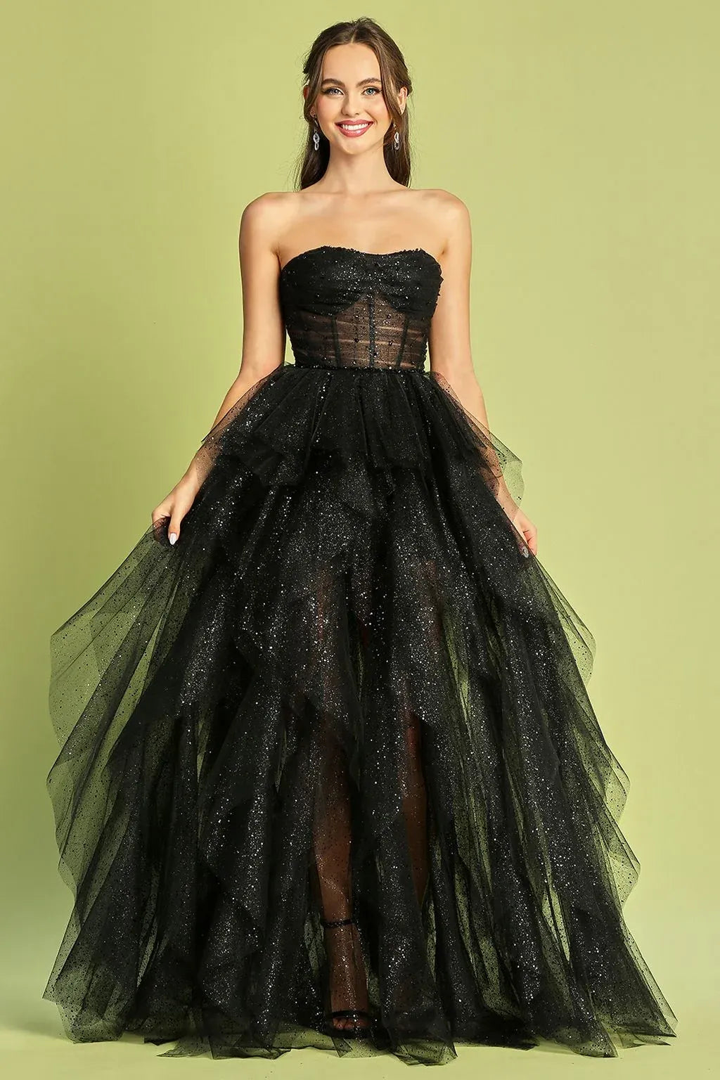 Glamorous Ball Gown Strapless Sleeveless Lace-Up Back Floor-Length Prom Dress