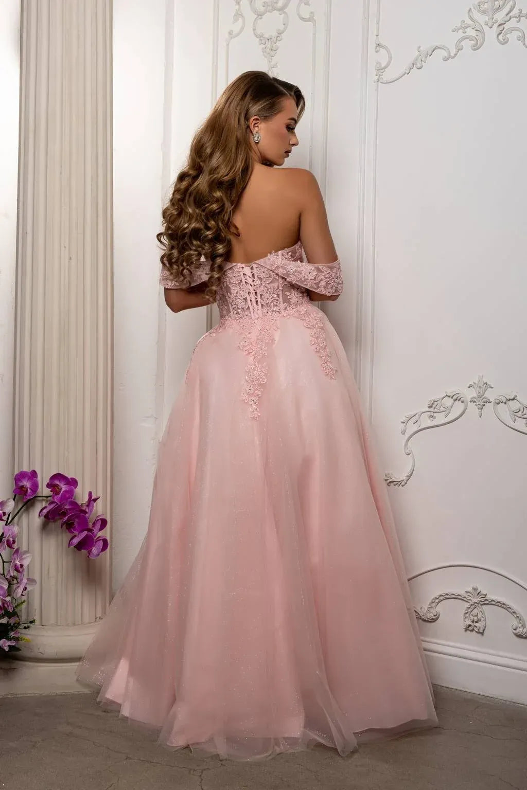 Glamorous Ball Gown Sweetheart Off Shoulder Lace-Up Back Floor-Length Prom Dress