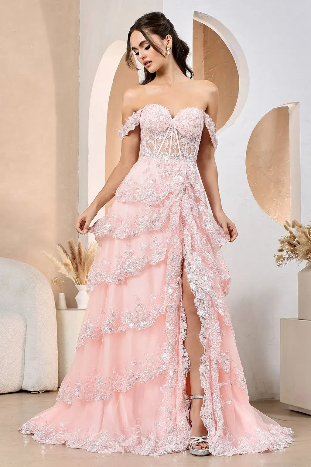 Romantic A-Line Sweetheart Sleeveless Lace-Up Back Floor-Length Prom Dress