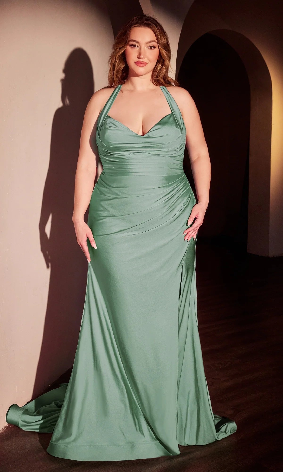 Elegant Sheath Sweetheart Sleeveless Satin Floor Length Plus Size Prom Dress