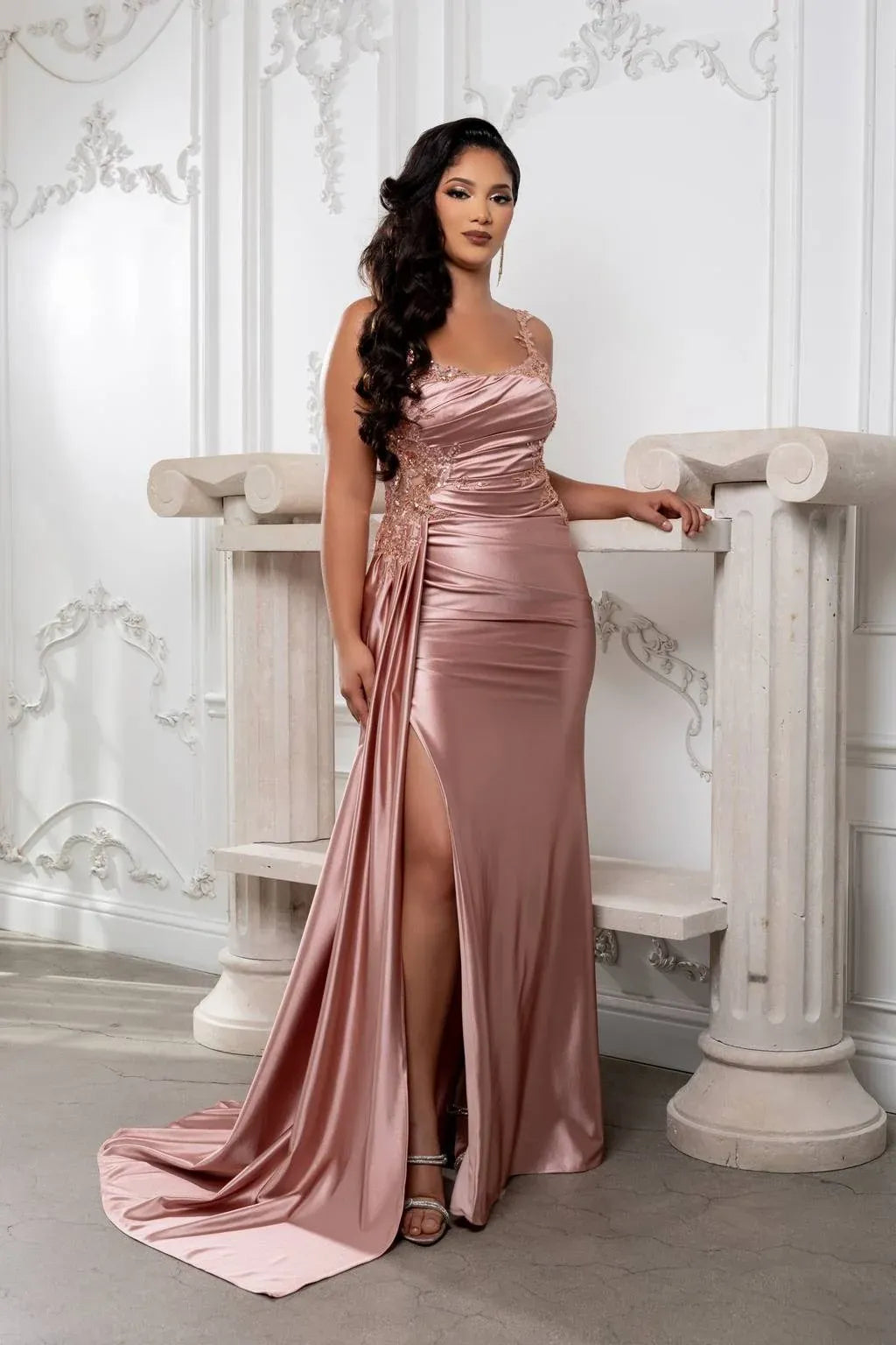 Glamorous Mermaid Scoop Neck Strappy Zip Back Floor-Length Evening Dress