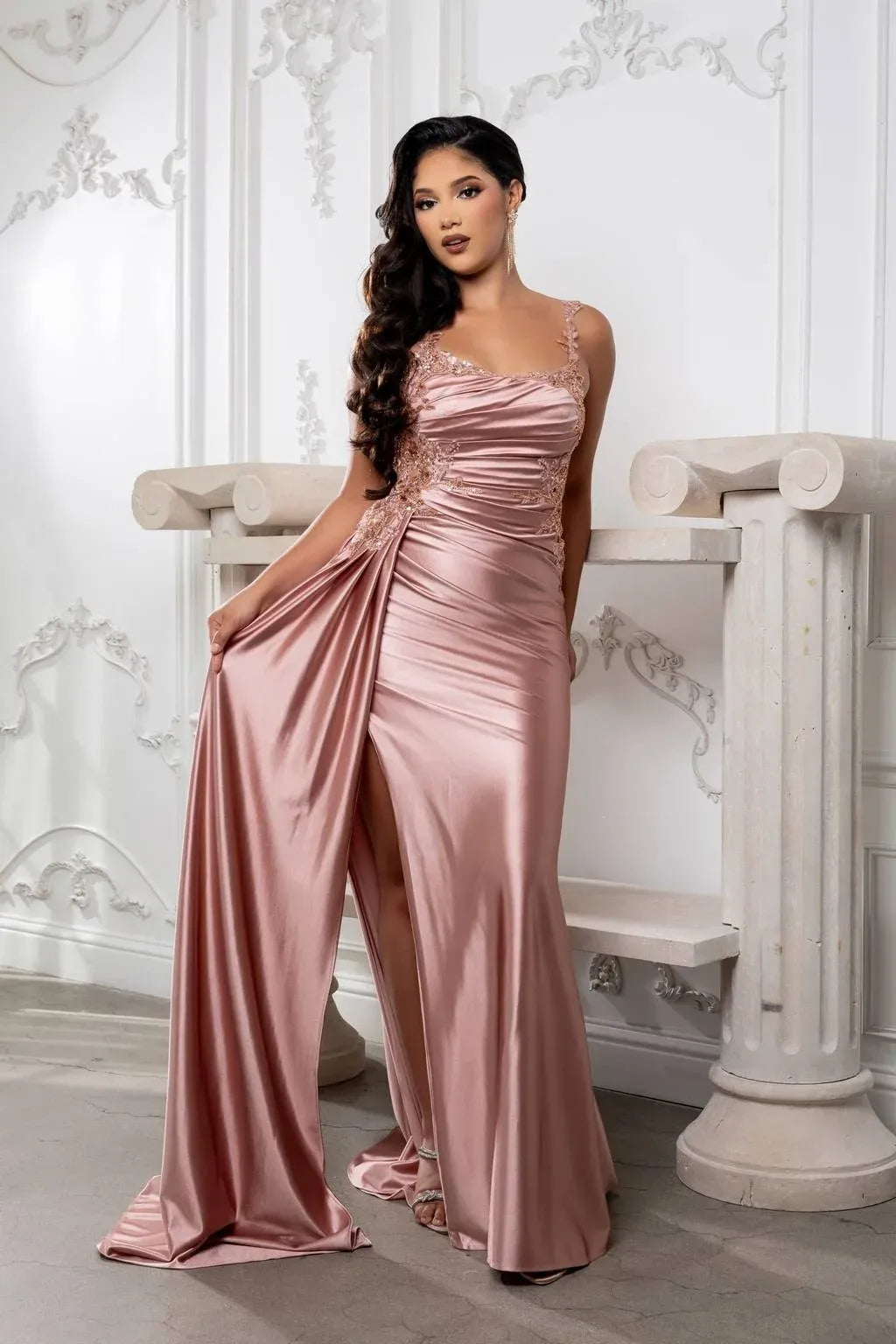 Glamorous Mermaid Scoop Neck Strappy Zip Back Floor-Length Evening Dress