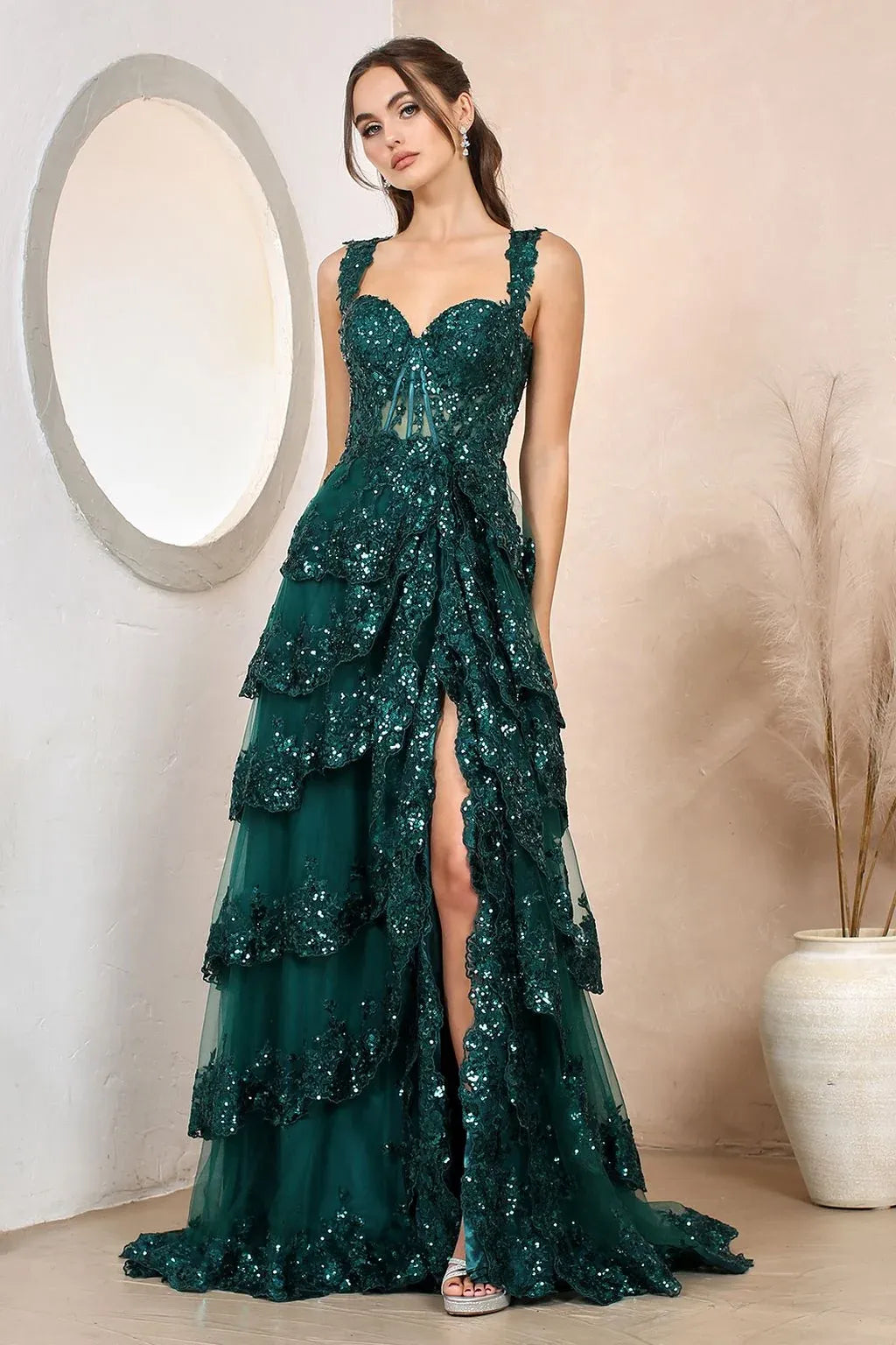 Romantic A-Line Sweetheart Sleeveless Lace-Up Back Floor-Length Prom Dress
