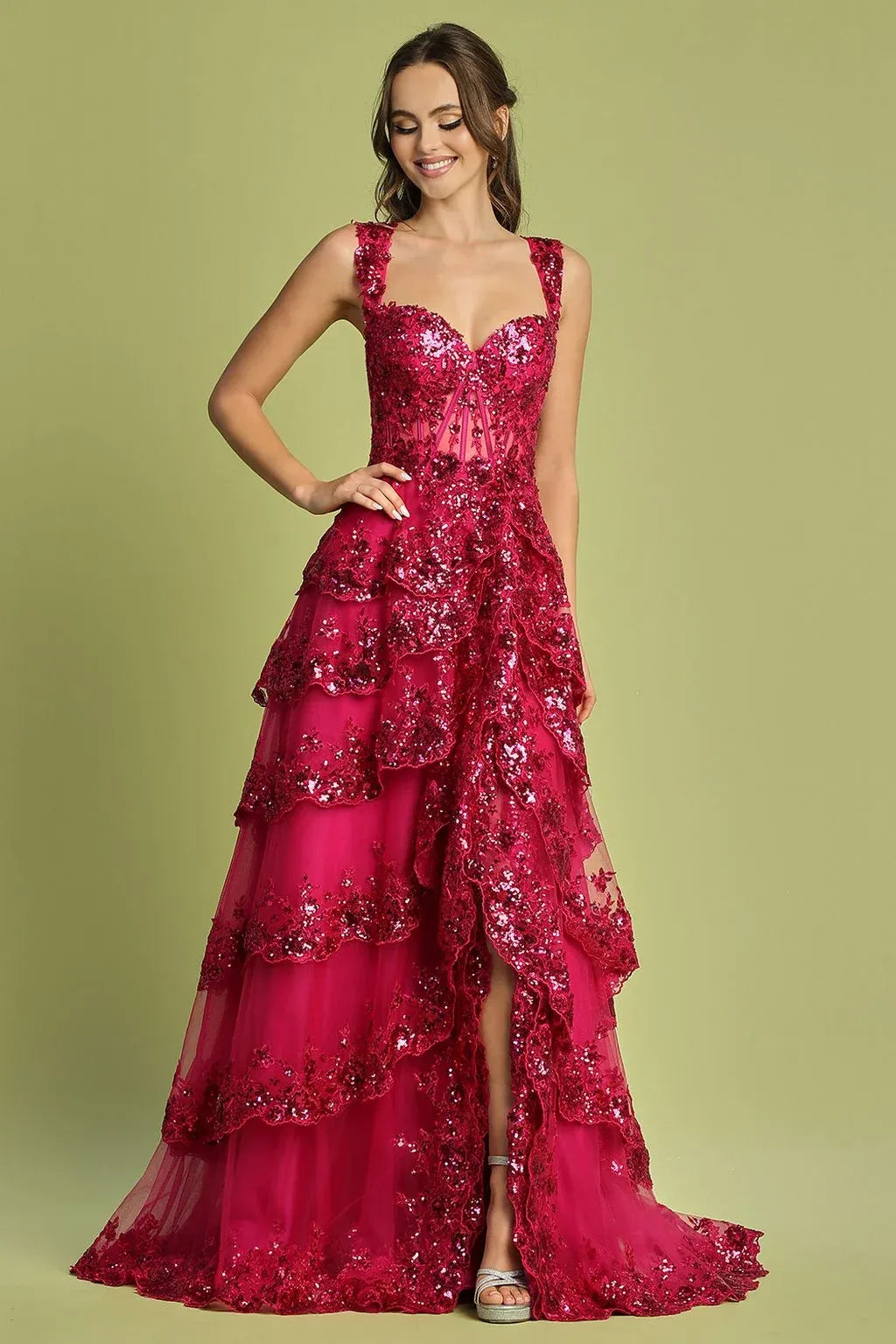 Romantic A-Line Sweetheart Sleeveless Lace-Up Back Floor-Length Prom Dress