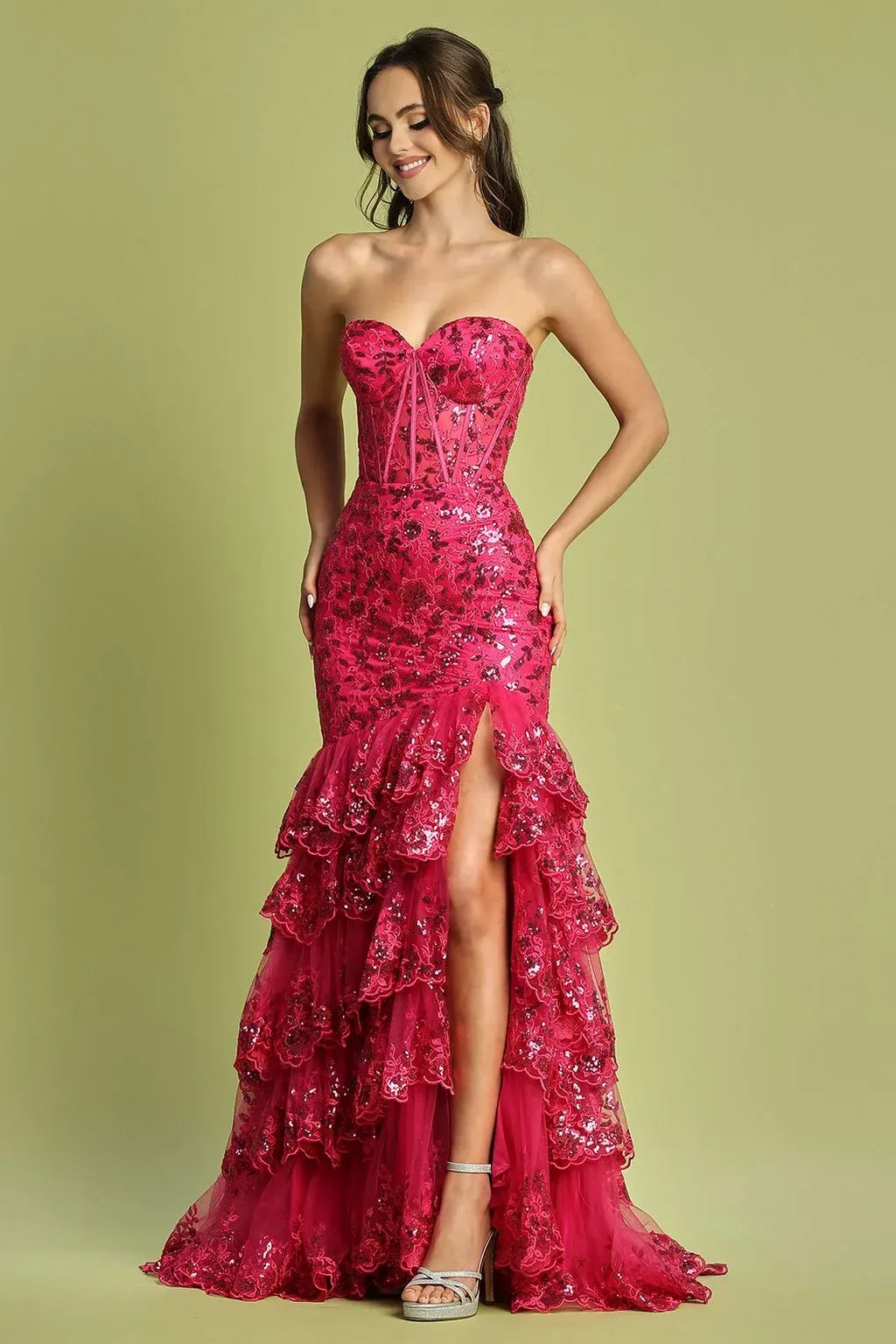 Glamorous Mermaid Sweetheart Strapless Lace-Up Back Floor-Length Prom Dress