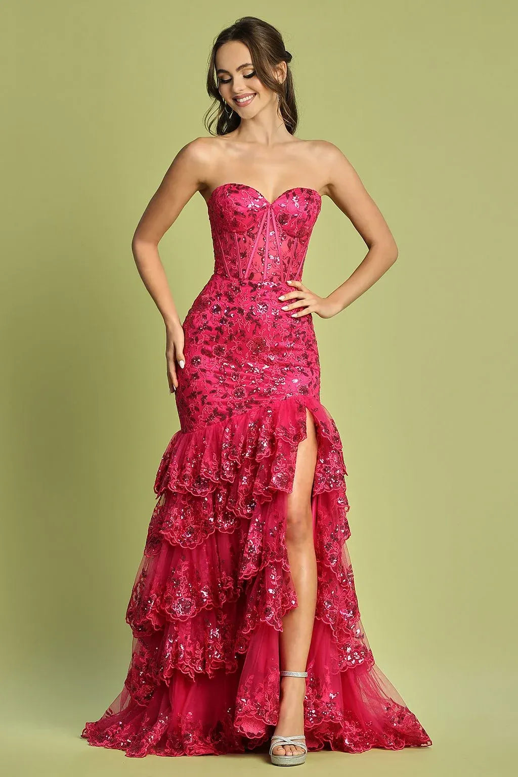 Glamorous Mermaid Sweetheart Strapless Lace-Up Back Floor-Length Prom Dress