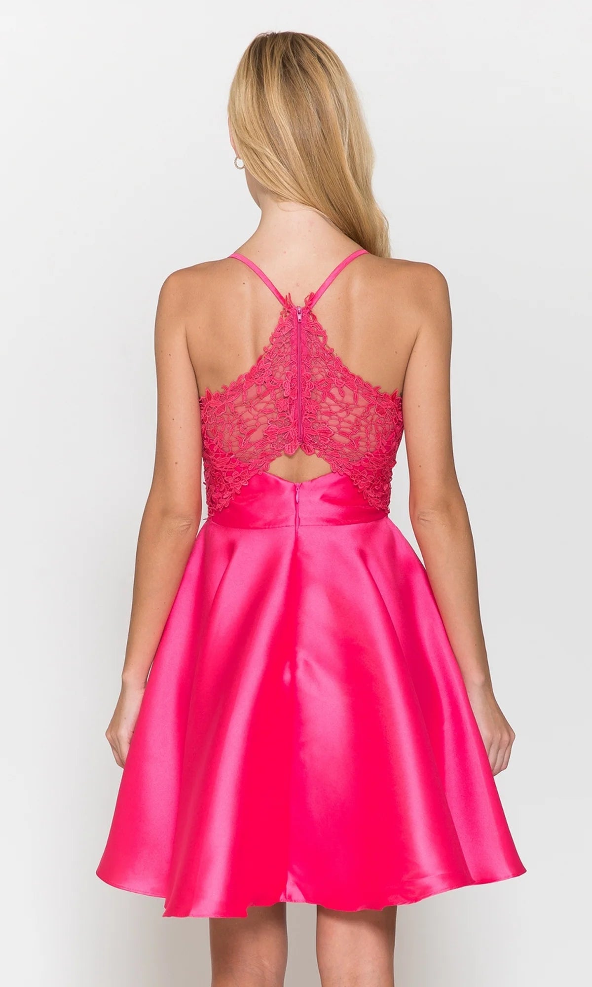 Elegant A-Line Plunging V-Neck Sleeveless Satin Mini Homecoming Dress