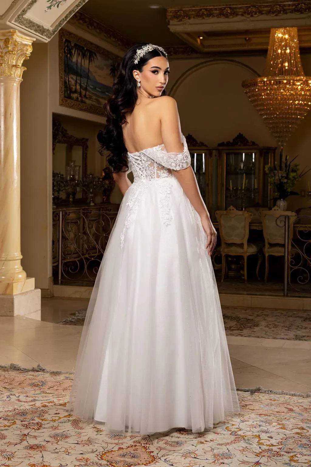 Glamorous Ball Gown Sweetheart Off Shoulder Lace-Up Back Floor-Length Prom Dress