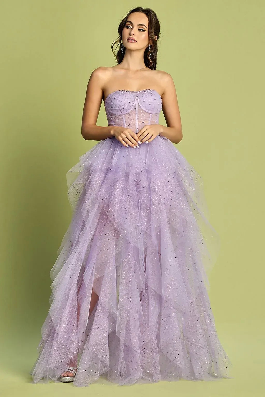 Glamorous Ball Gown Strapless Sleeveless Lace-Up Back Floor-Length Prom Dress