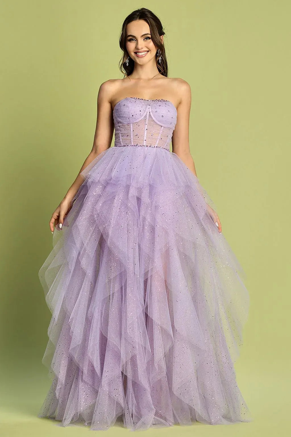 Glamorous Ball Gown Strapless Sleeveless Lace-Up Back Floor-Length Prom Dress