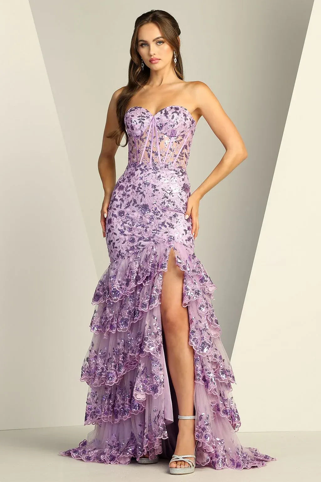 Glamorous Mermaid Sweetheart Strapless Lace-Up Back Floor-Length Prom Dress