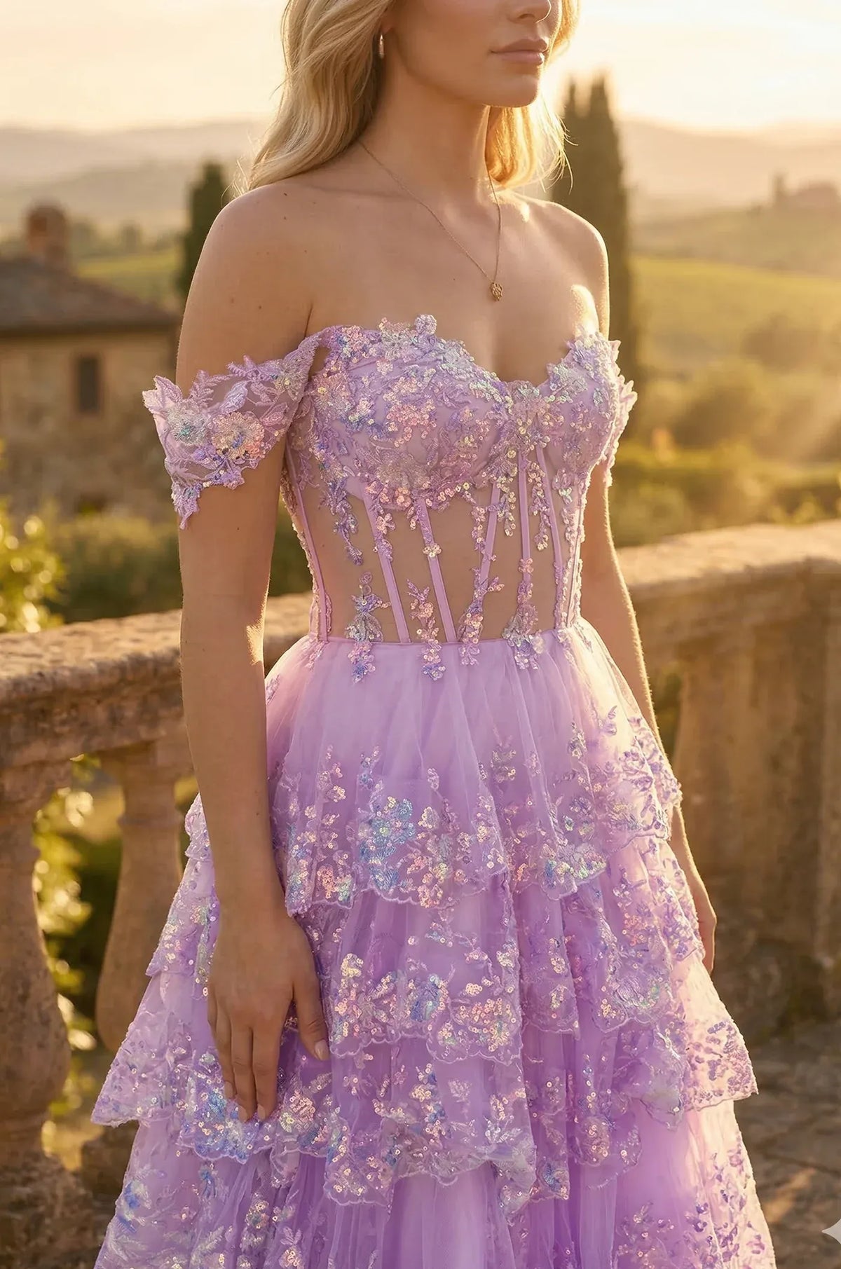 Glamorous A-Line Sweetheart Off Shoulder Lace-Up Back Floor-Length Prom Dress
