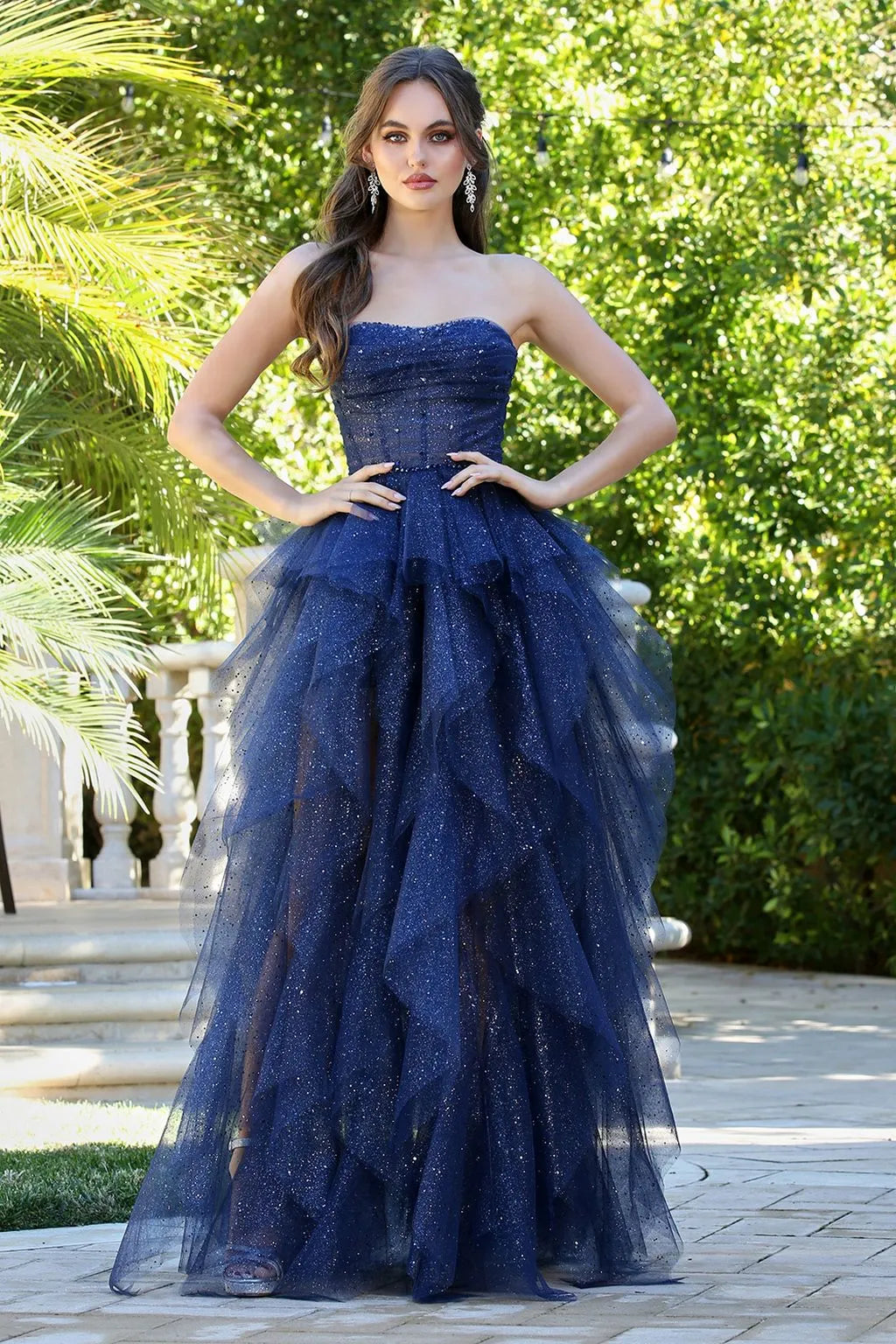 Glamorous Ball Gown Strapless Sleeveless Lace-Up Back Floor-Length Prom Dress