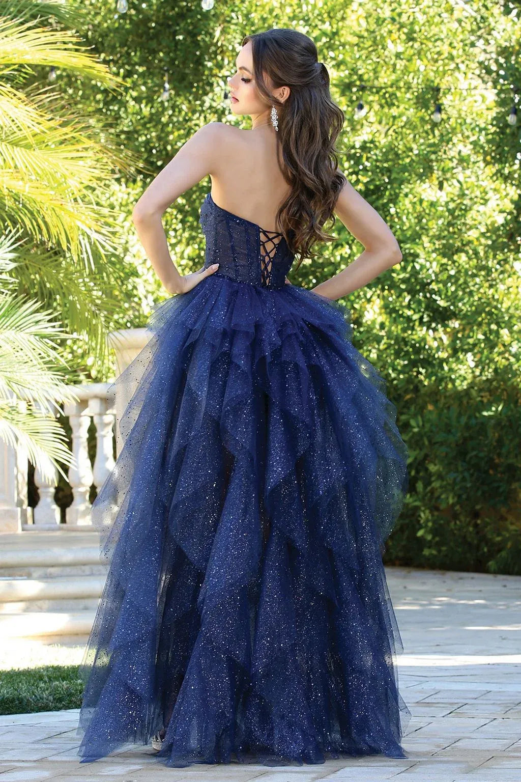 Glamorous Ball Gown Strapless Sleeveless Lace-Up Back Floor-Length Prom Dress