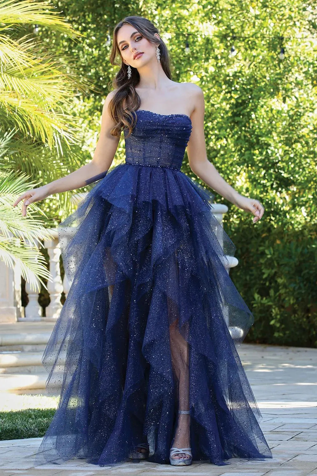 Glamorous Ball Gown Strapless Sleeveless Lace-Up Back Floor-Length Prom Dress