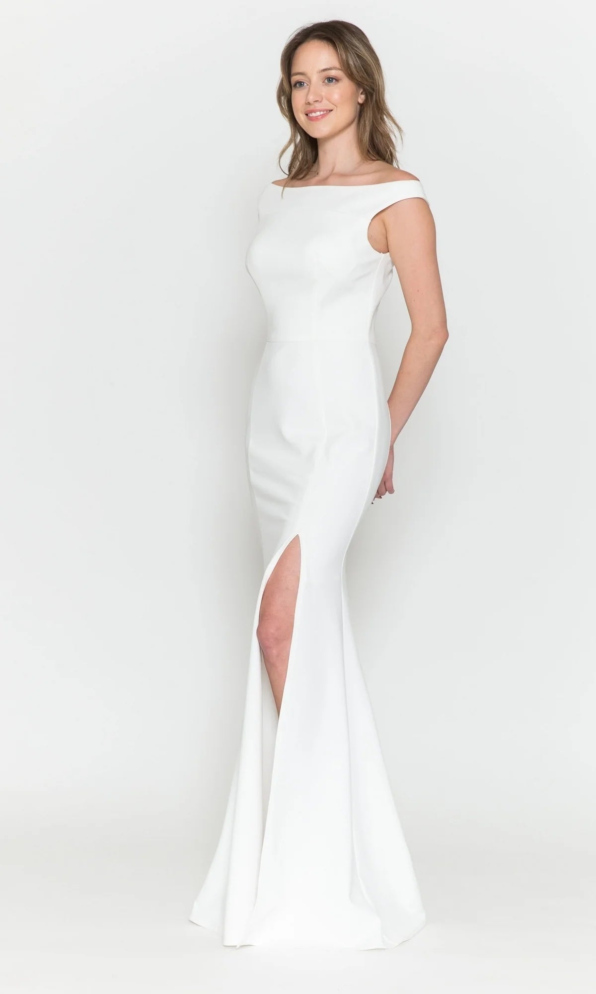 Elegant Mermaid Bateau Off Shoulder Jersey Floor Length Evening Dress