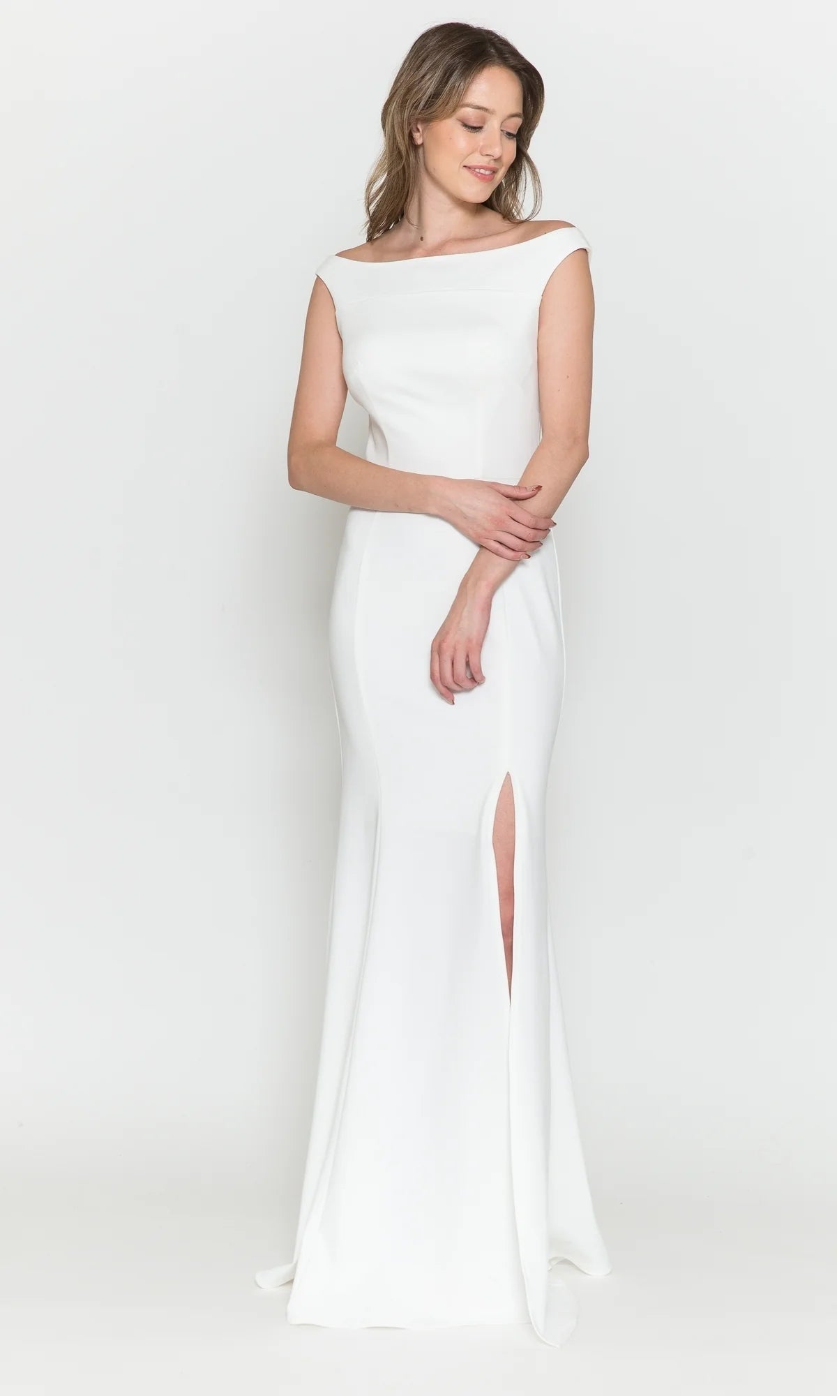 Elegant Mermaid Bateau Off Shoulder Jersey Floor Length Evening Dress