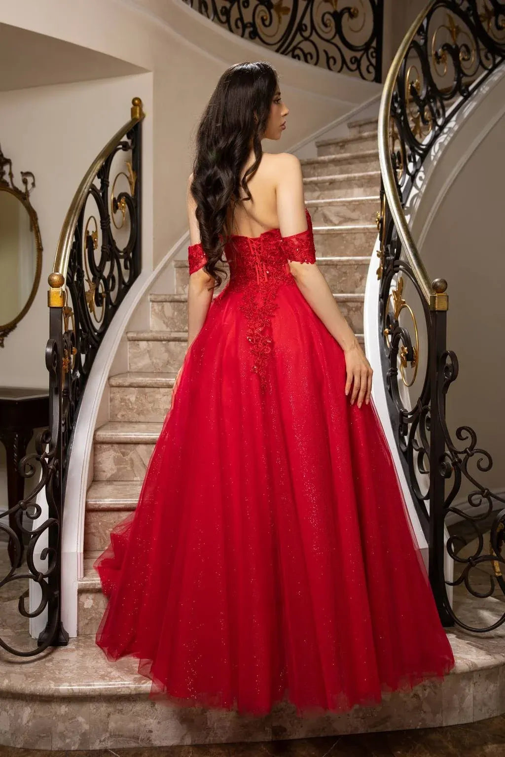 Glamorous Ball Gown Sweetheart Off Shoulder Lace-Up Back Floor-Length Prom Dress