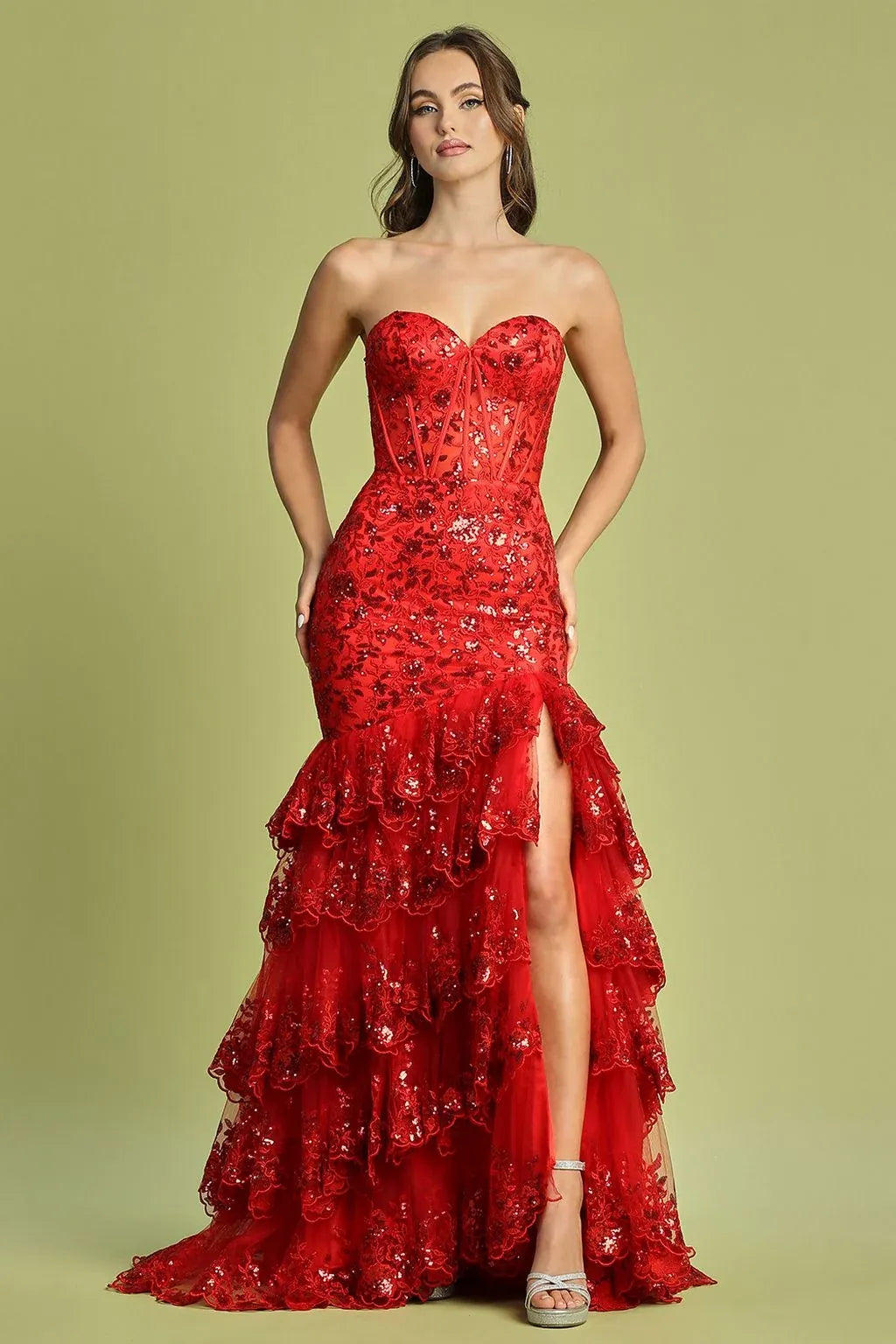 Glamorous Mermaid Sweetheart Strapless Lace-Up Back Floor-Length Prom Dress