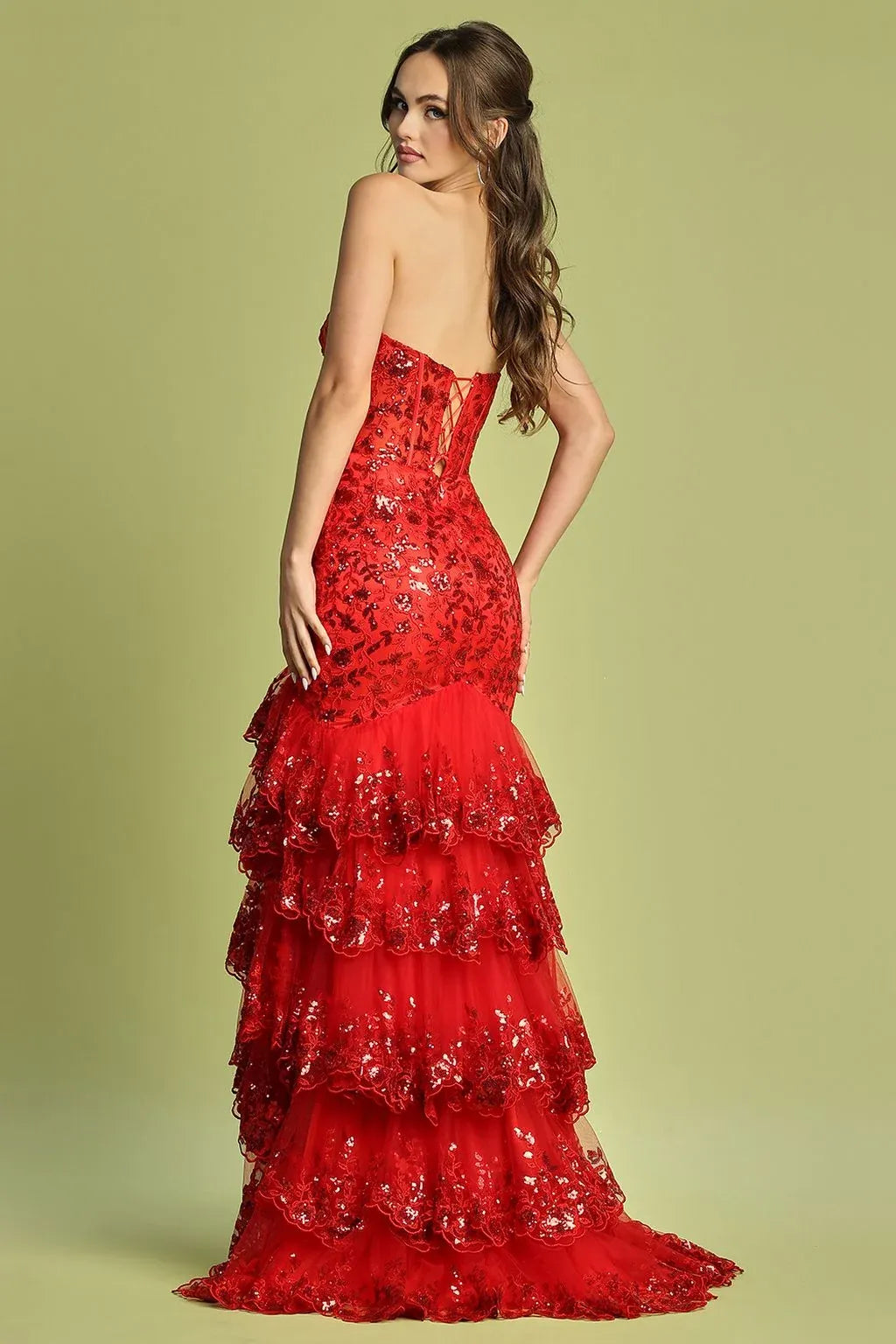 Glamorous Mermaid Sweetheart Strapless Lace-Up Back Floor-Length Prom Dress