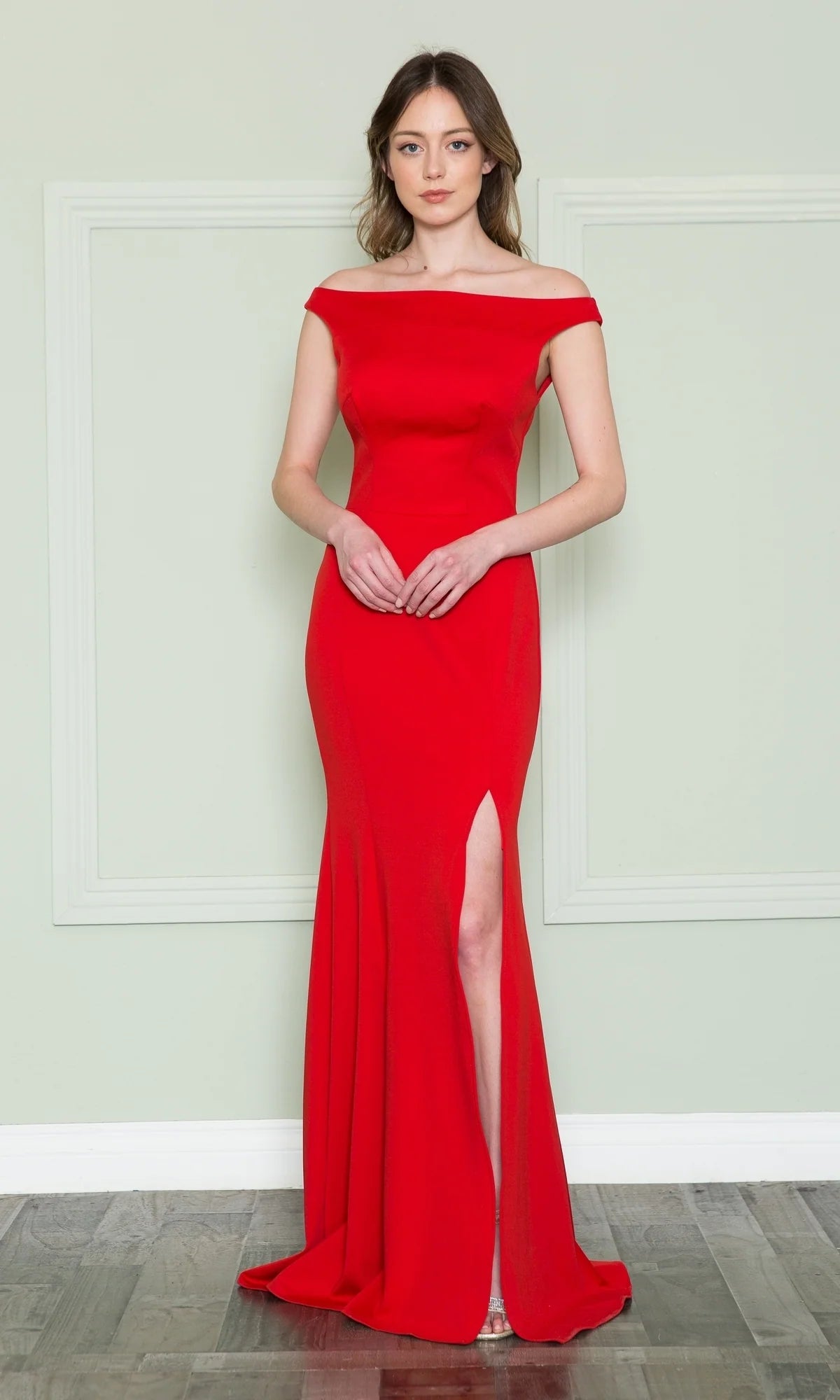 Elegant Mermaid Bateau Off Shoulder Jersey Floor Length Evening Dress