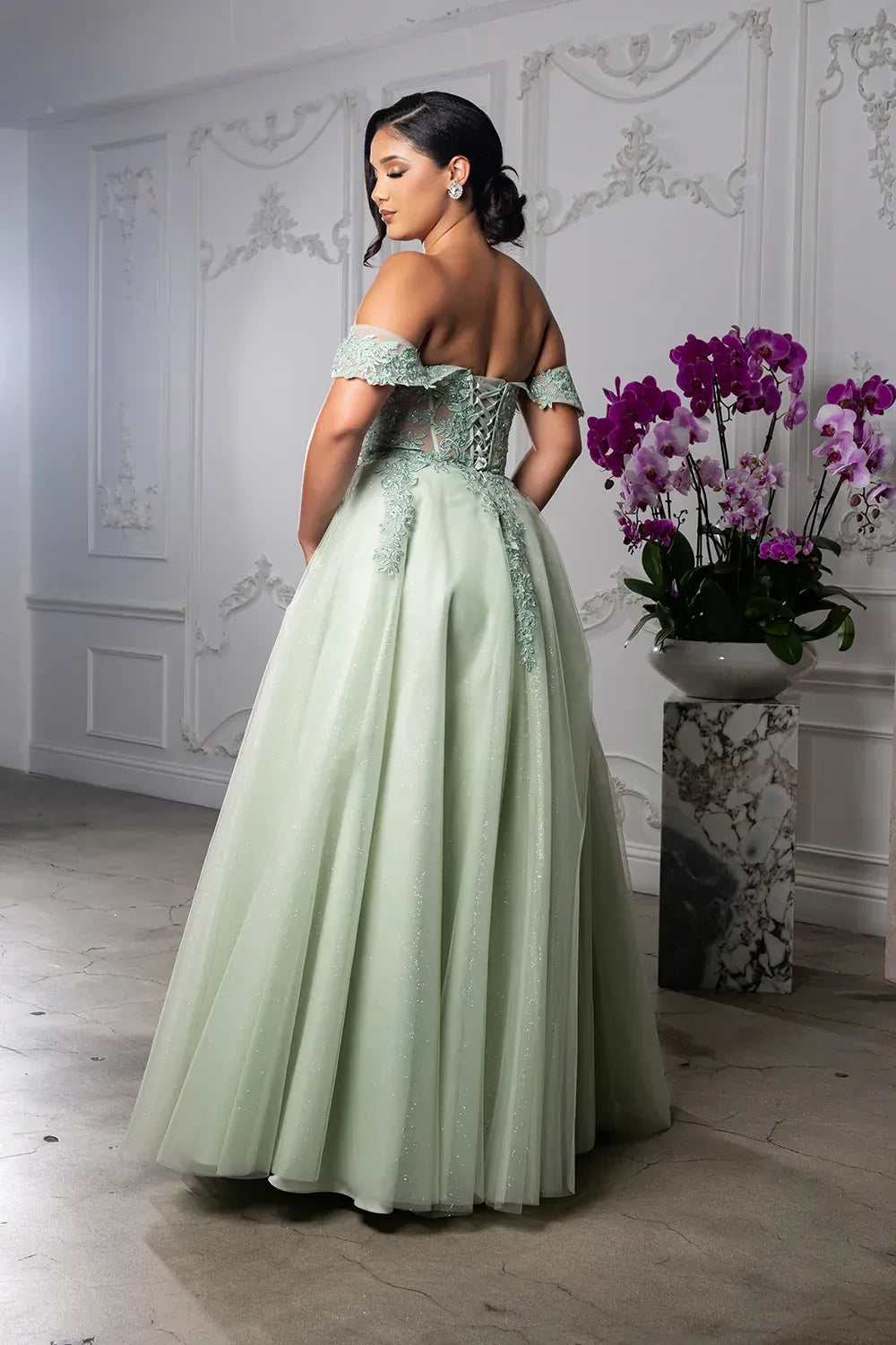 Glamorous Ball Gown Sweetheart Off Shoulder Lace-Up Back Floor-Length Prom Dress