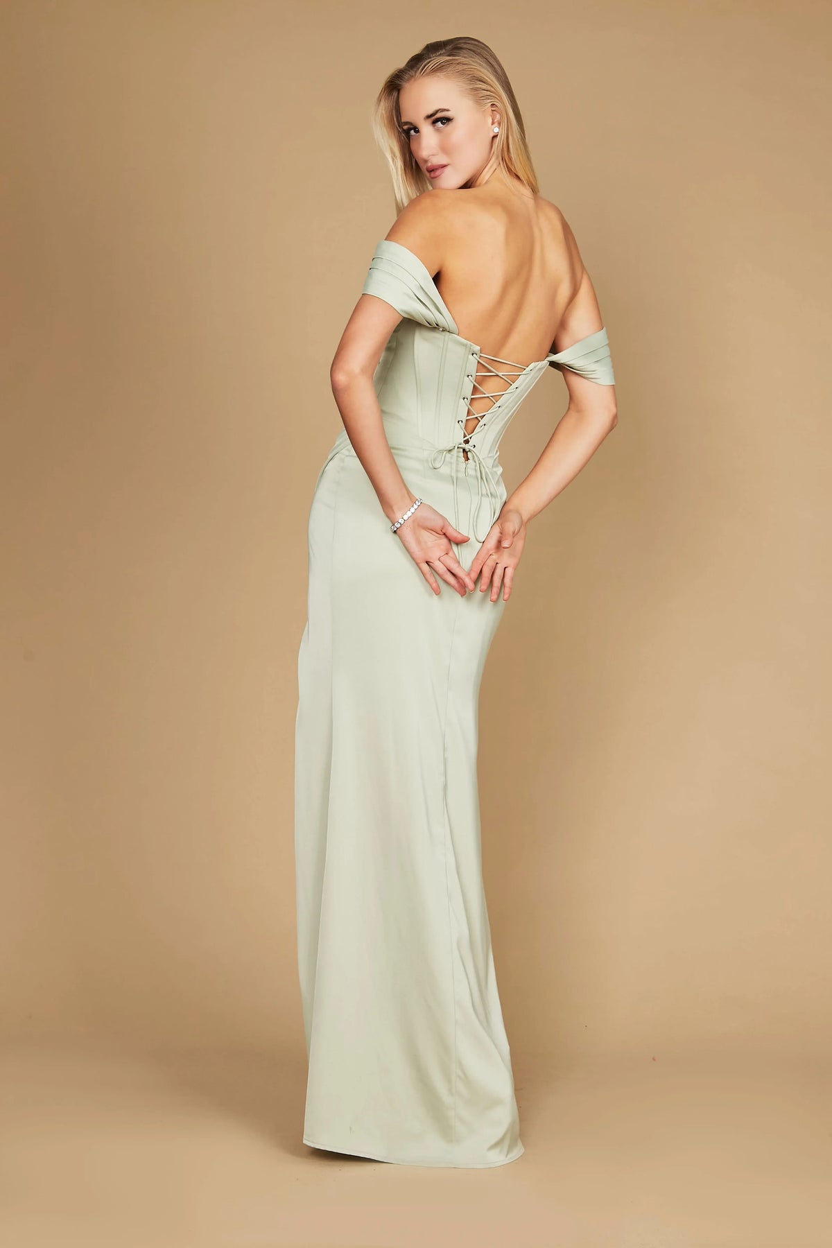 Elegant Sheath Sweetheart Off Shoulder Lace-Up Back Floor-Length Evening Dress
