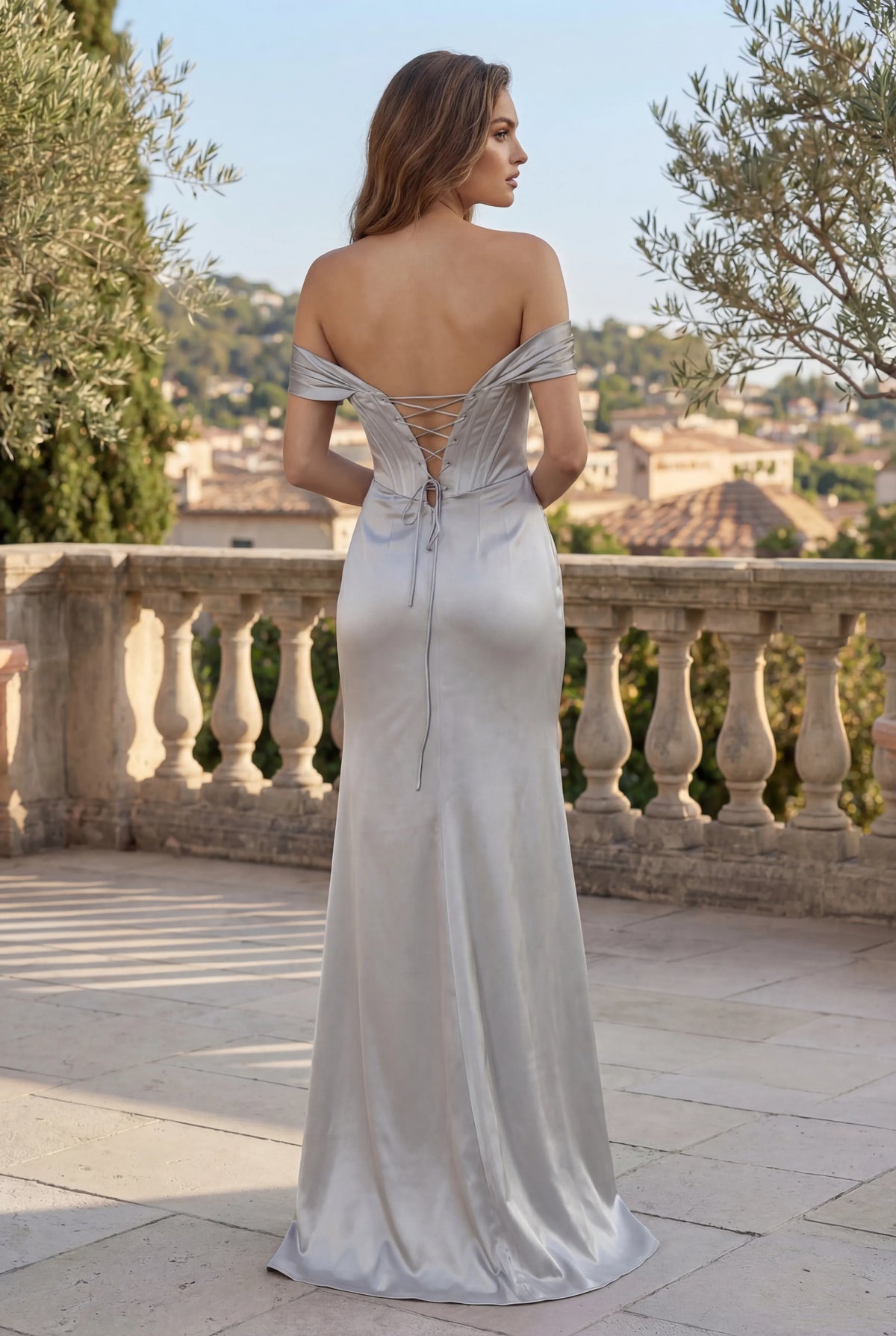 Elegant Sheath Sweetheart Off Shoulder Lace-Up Back Floor-Length Evening Dress