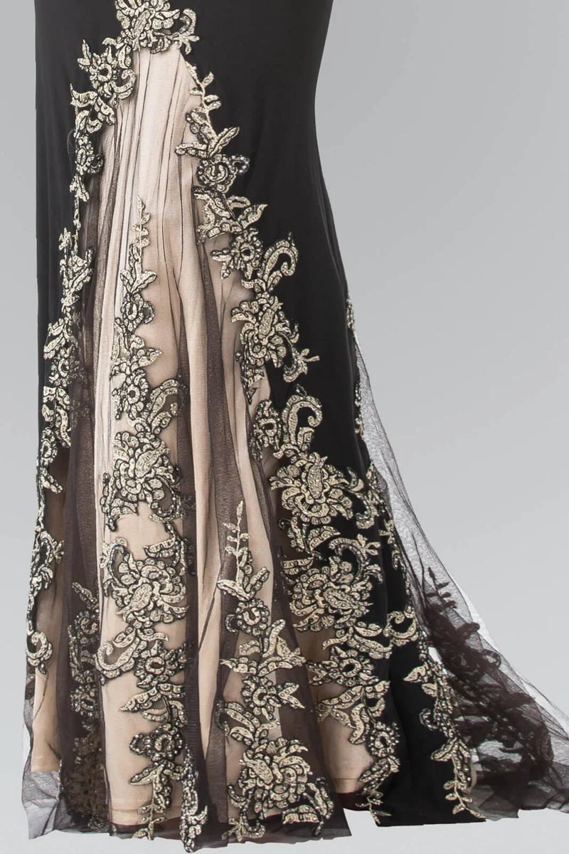 Elegant Mermaid Illusion Bateau Sleeveless Sheer-Back Floor-Length Evening Dress