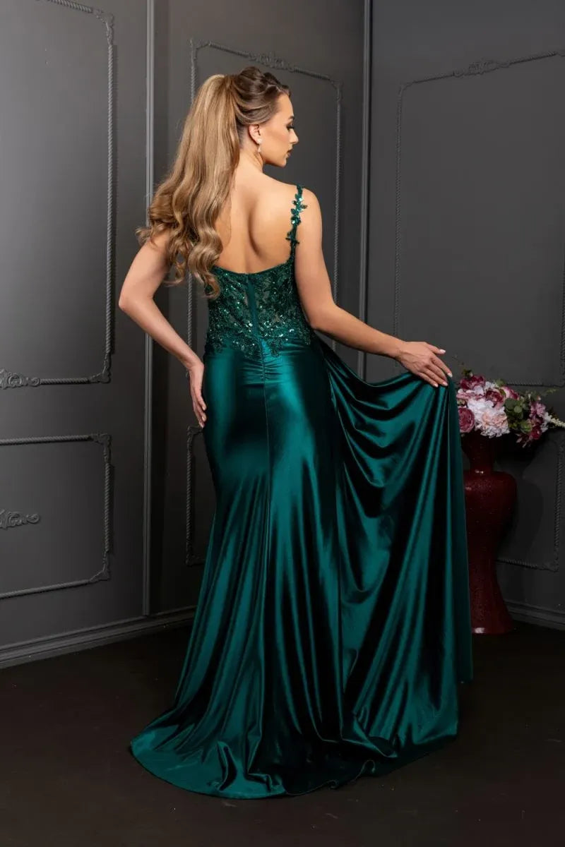 Glamorous Mermaid Scoop Neck Strappy Zip Back Floor-Length Evening Dress