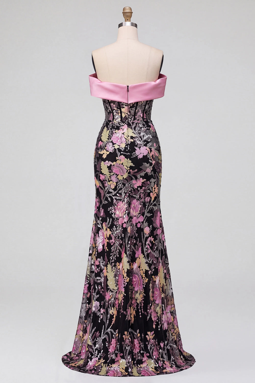 Elegant Mermaid Off Shoulder Bow Detail Zipper Back High Slit Floor-Length Prom Dress