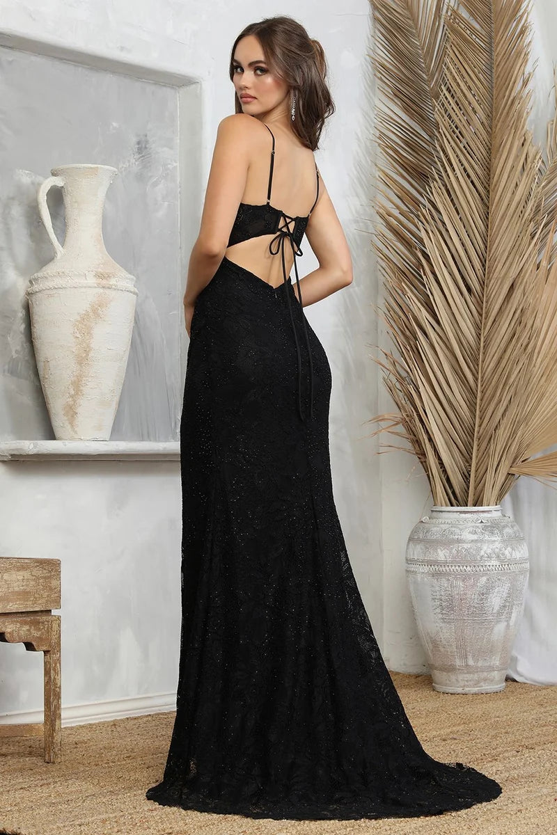 Glamorous Mermaid Sweetheart Sleeveless Tie-Back Slit Floor-Length Prom Dress