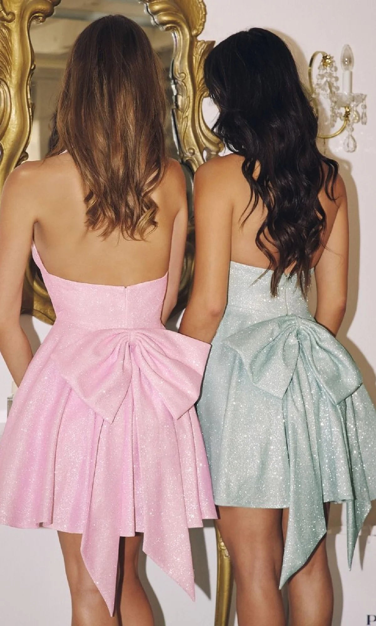 Glamorous A-Line V-Neck Sleeveless Glitter Mini Homecoming Dress
