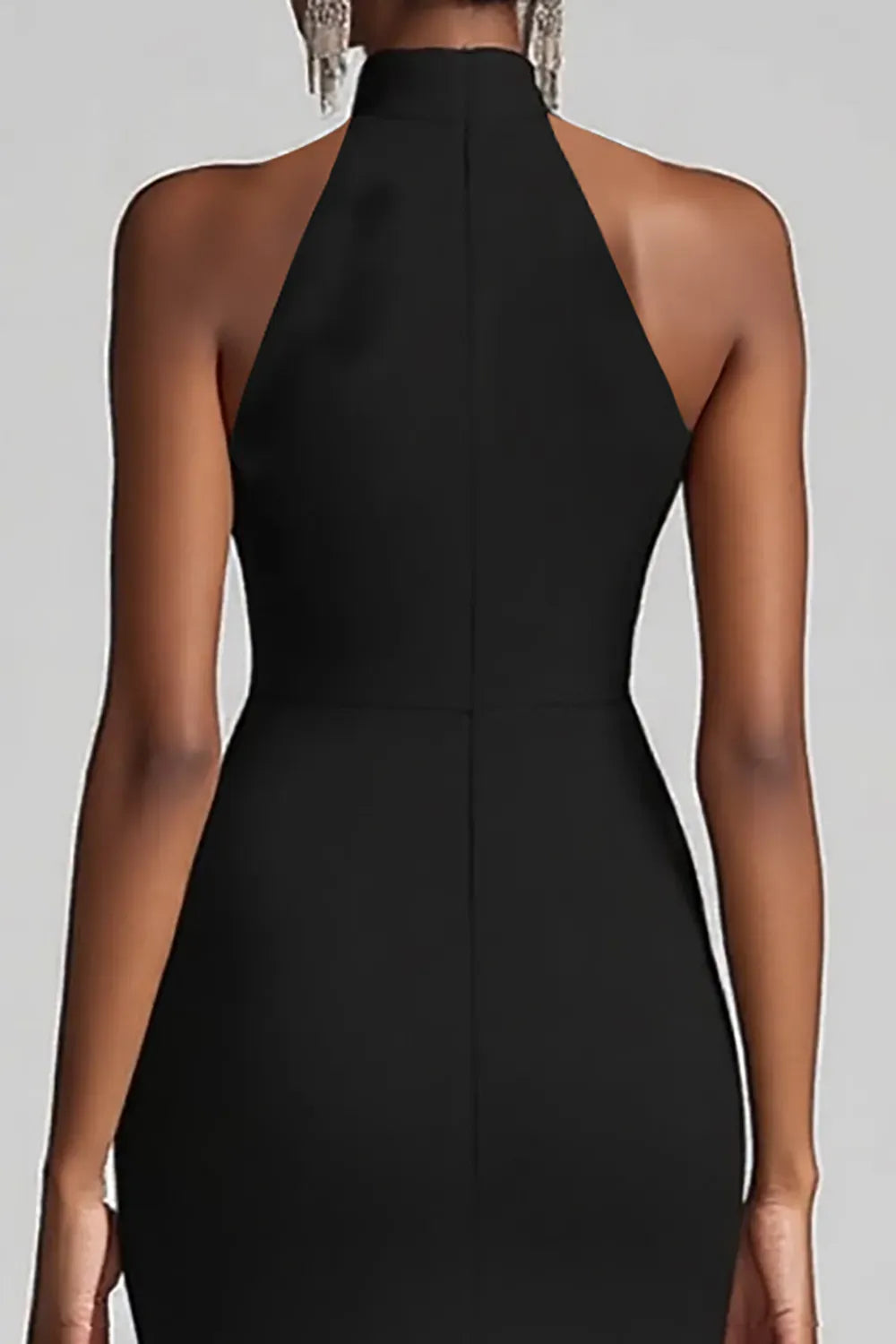 Elegant Mermaid Halter Sleeveless Closed Back Slit Floor Length Evening Dress