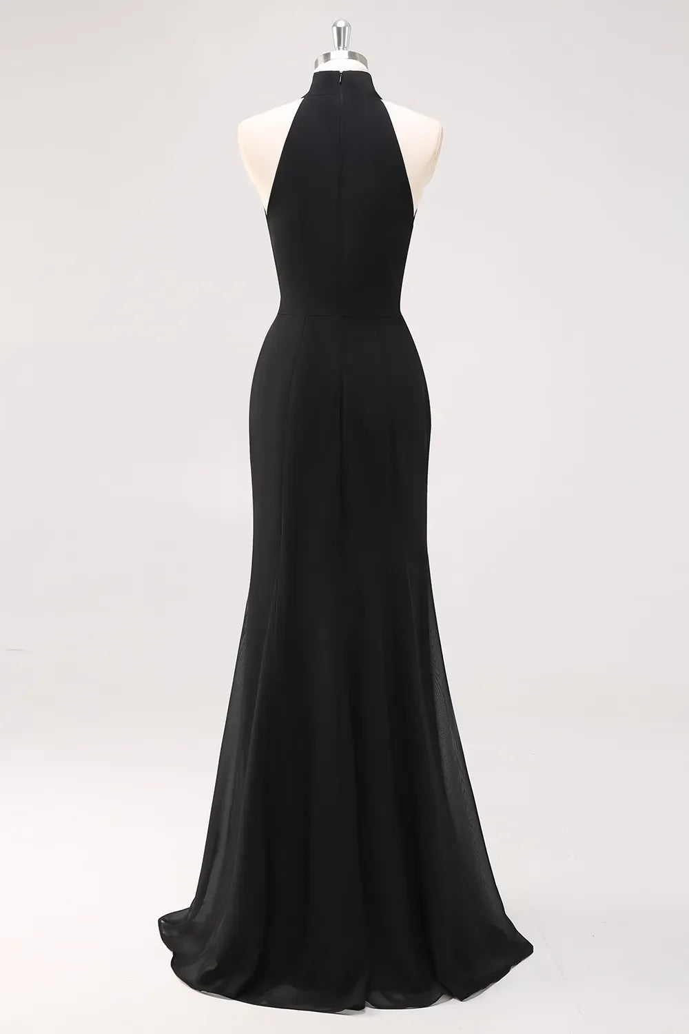 Elegant Mermaid Halter Sleeveless Closed Back Slit Floor Length Evening Dress